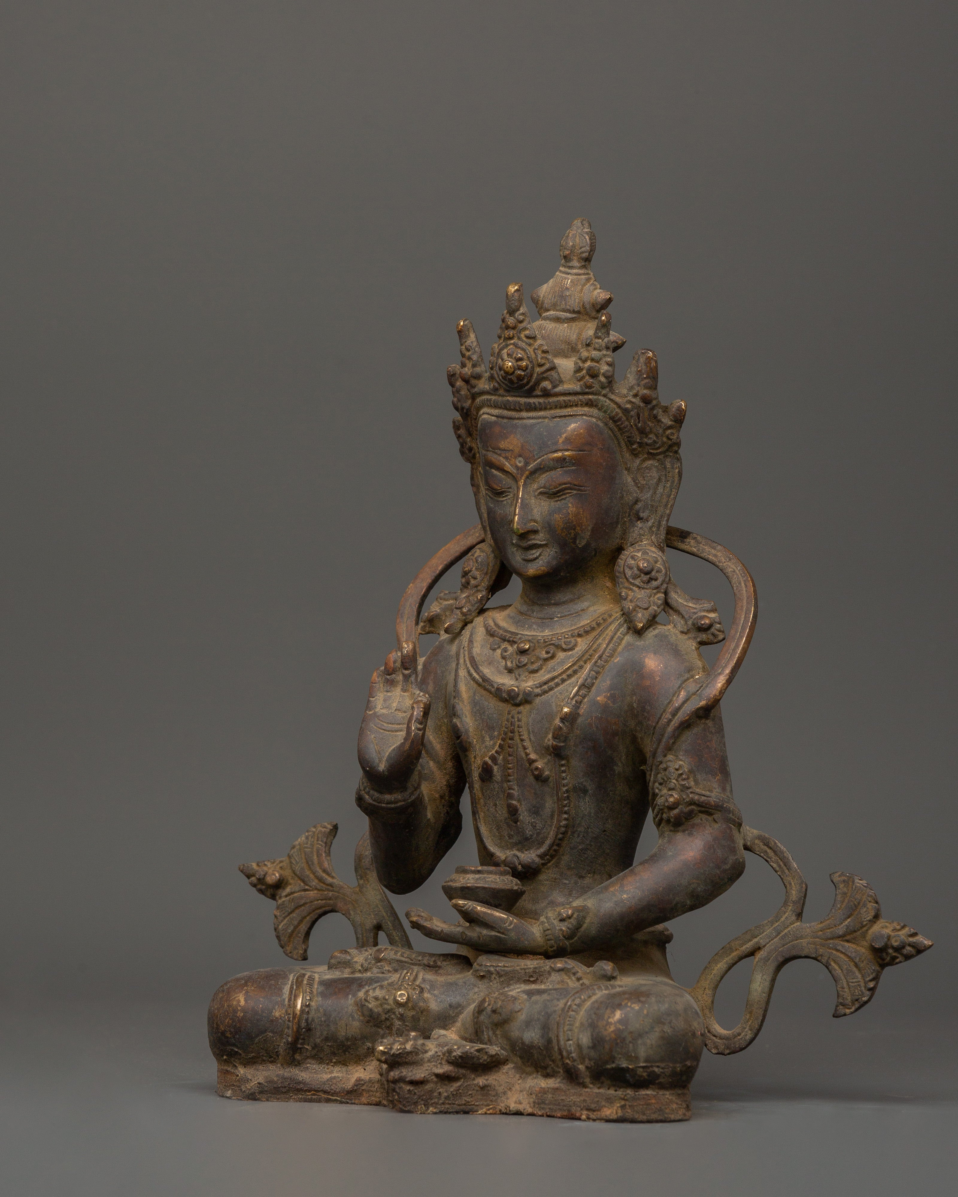 Brass Amoghasiddhi Buddha Statue | Tibetan Altar Decor