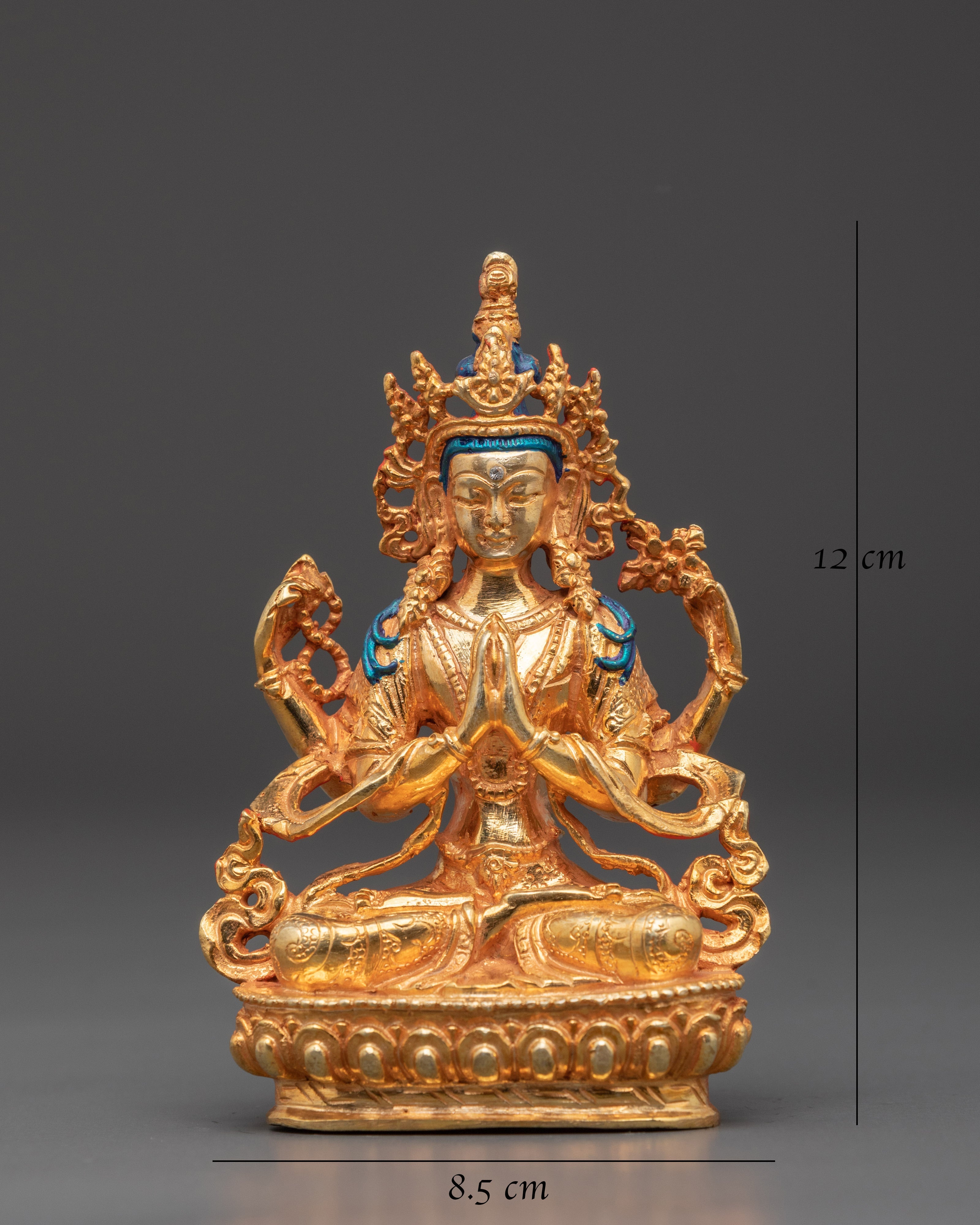 Four Armed Bodhisattva Chenrezig Statue | Tibetan Buddhist Deity of Compassion