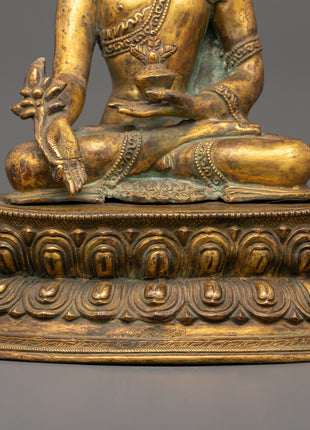 Medicine Buddha Sculpture | Gold Plating Healing Buddha