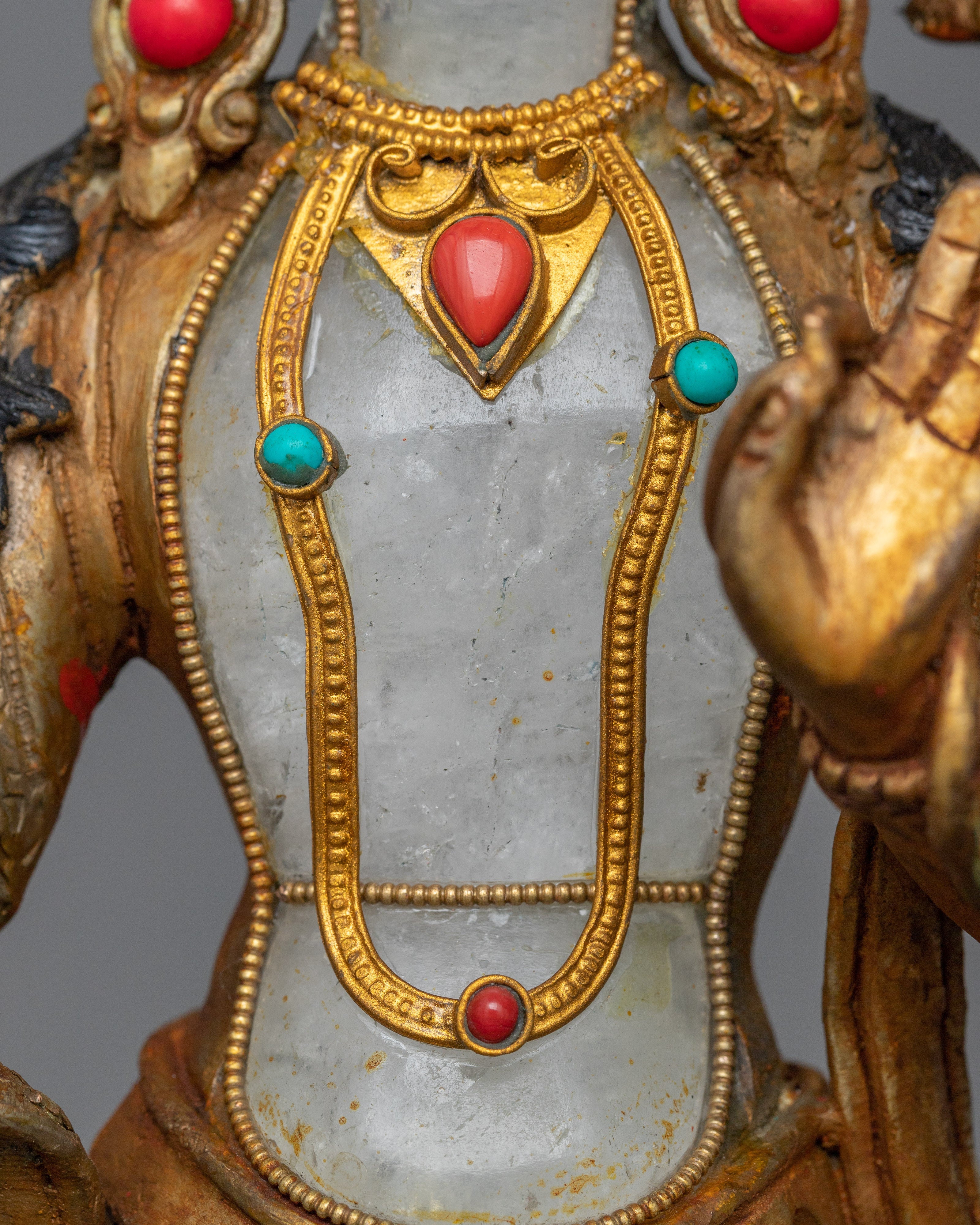 Sacred Avalokiteshvara Sculpture | Radiant Gemstone Buddhist Artwork