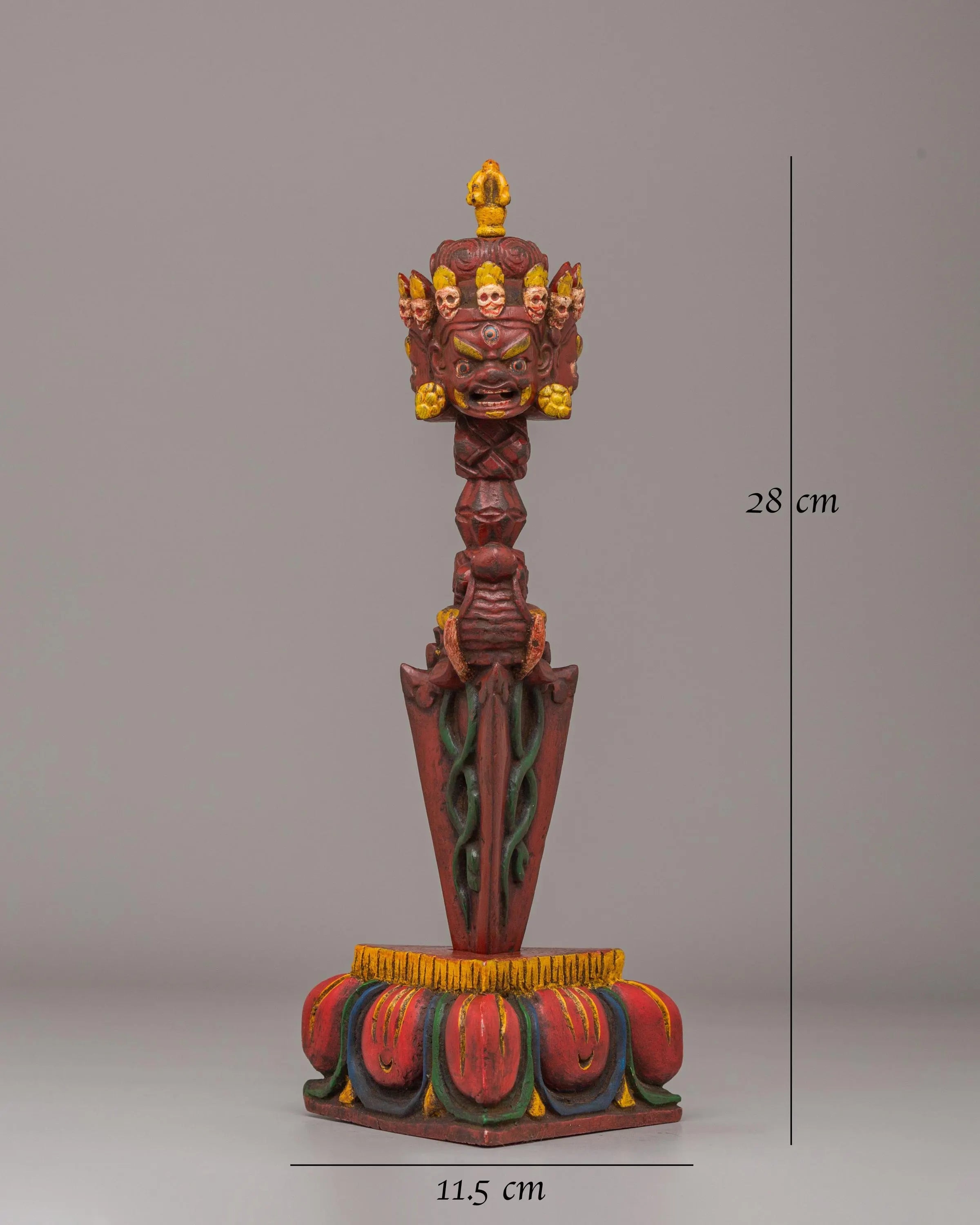 Handcrafted Buddhist Ritual Dagger | Wooden Spiritual Decor