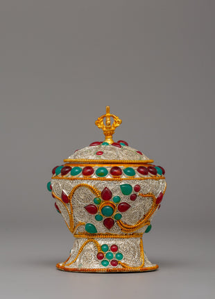 Copper Rice Pot with Filigree | Tibetan Offering Bowl
