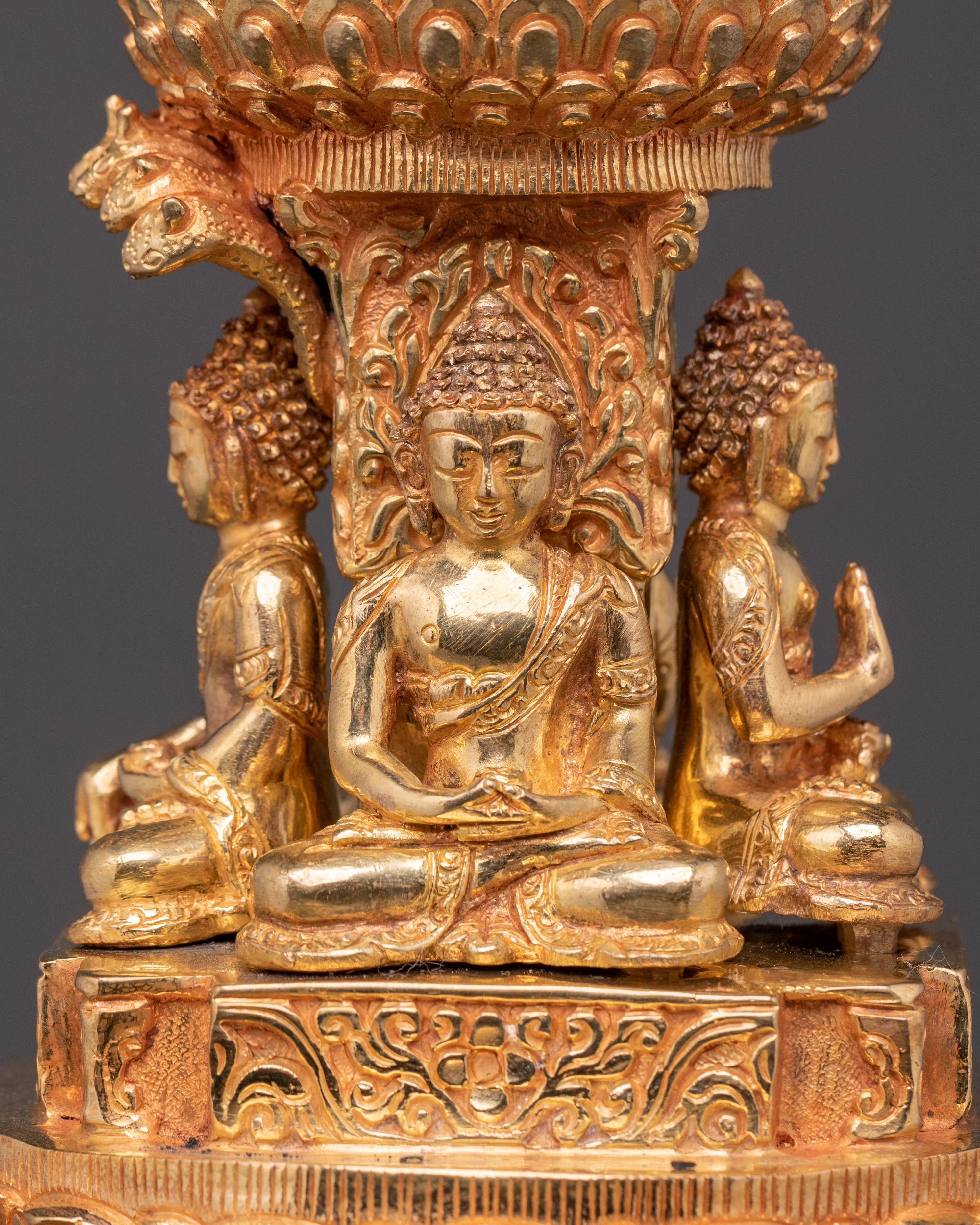 Handcrafted Tibetan Stupa Artifact | Gold Gilded Buddhist Shrine
