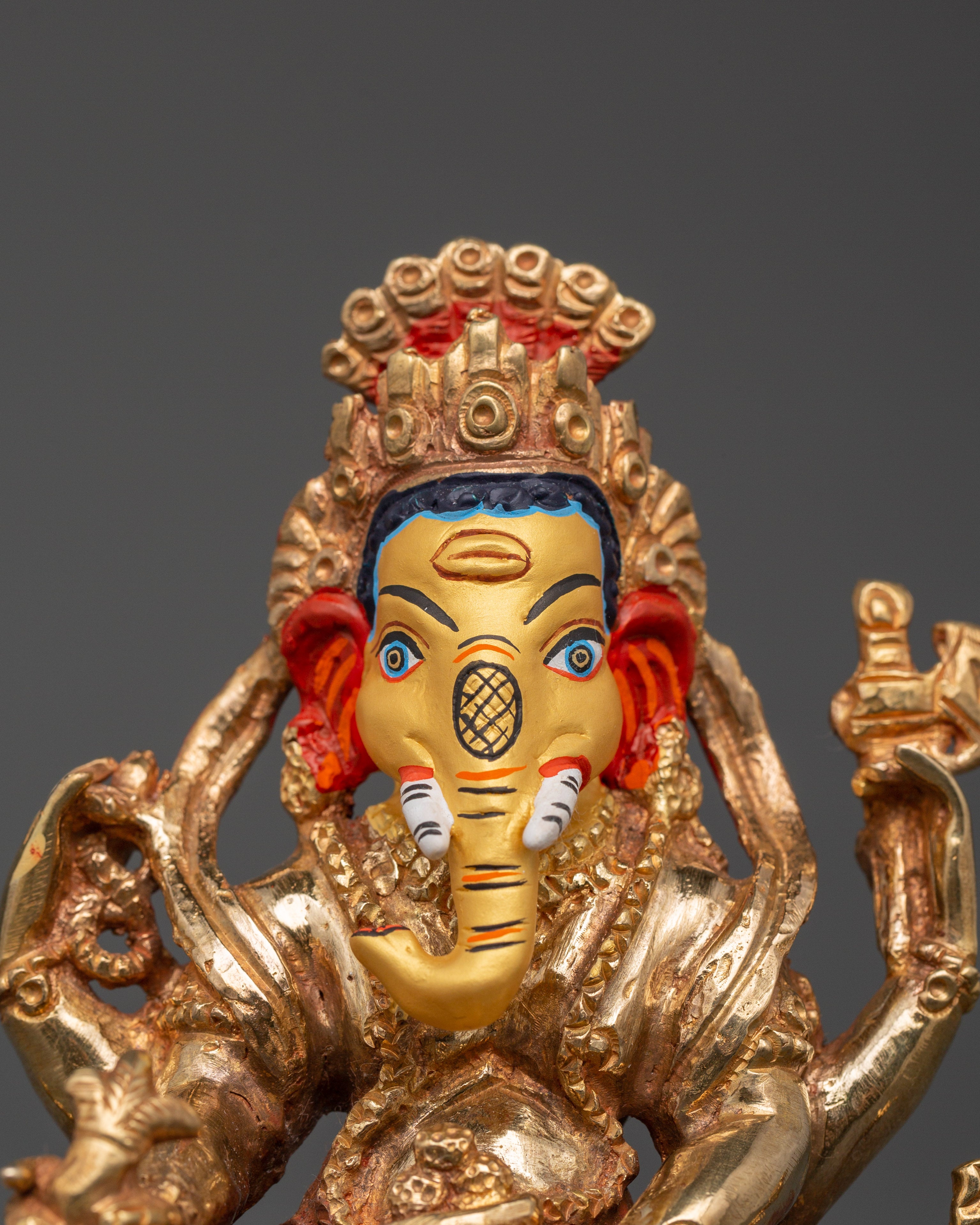 Handcrafted Oxidized Copper Ganesh | Colorful Acrylic Painted Lord Ganesha Sculpture