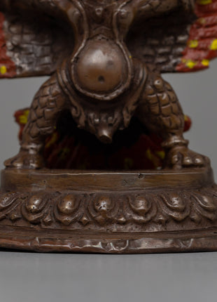 Hand-Carved Brass Garuda Statue with Antique Finish | Oxidized Antique Finish Deity