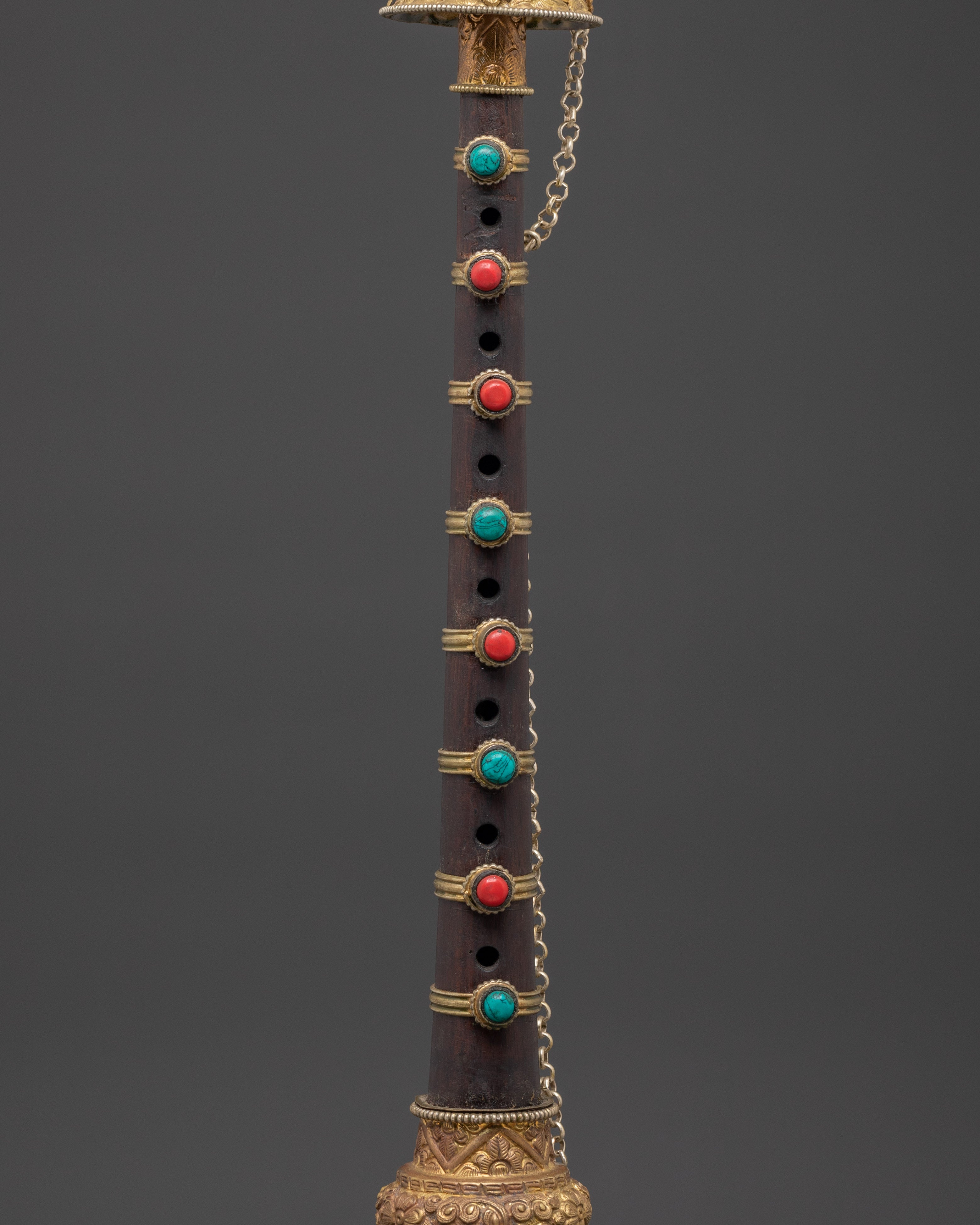 Traditional Gyaling Tibetan Ritual Trumpet | Handcrafted Brass & Silver Coated