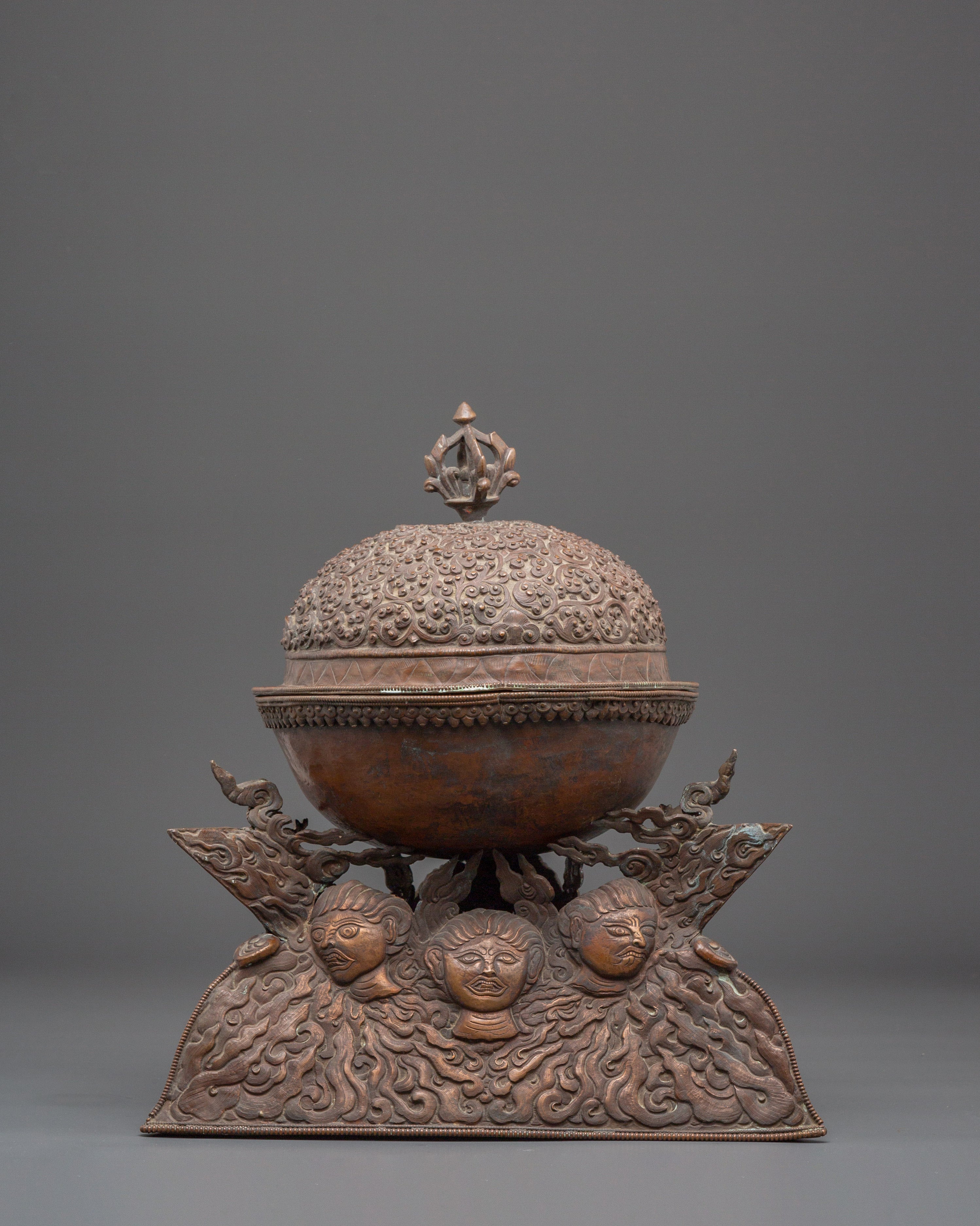 Copper Ritual Kapala | Tibetan Buddhist Skull Cup Offering Bowl