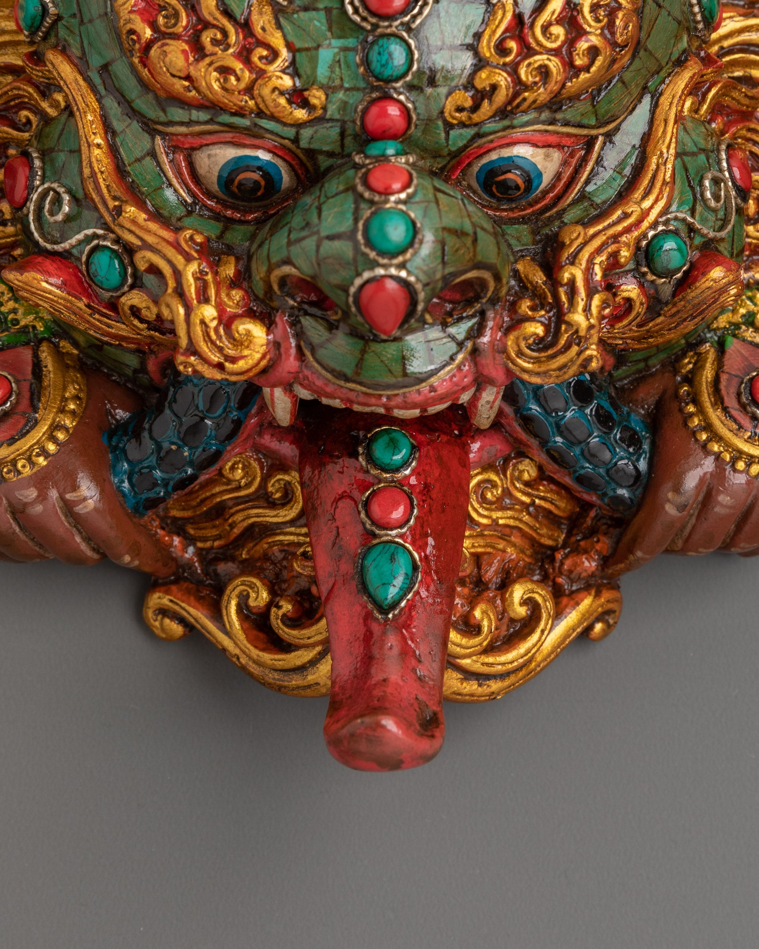 Himalayan Guardian Spirit Wall Hanging | Ceramic Tibetan Protective Mask