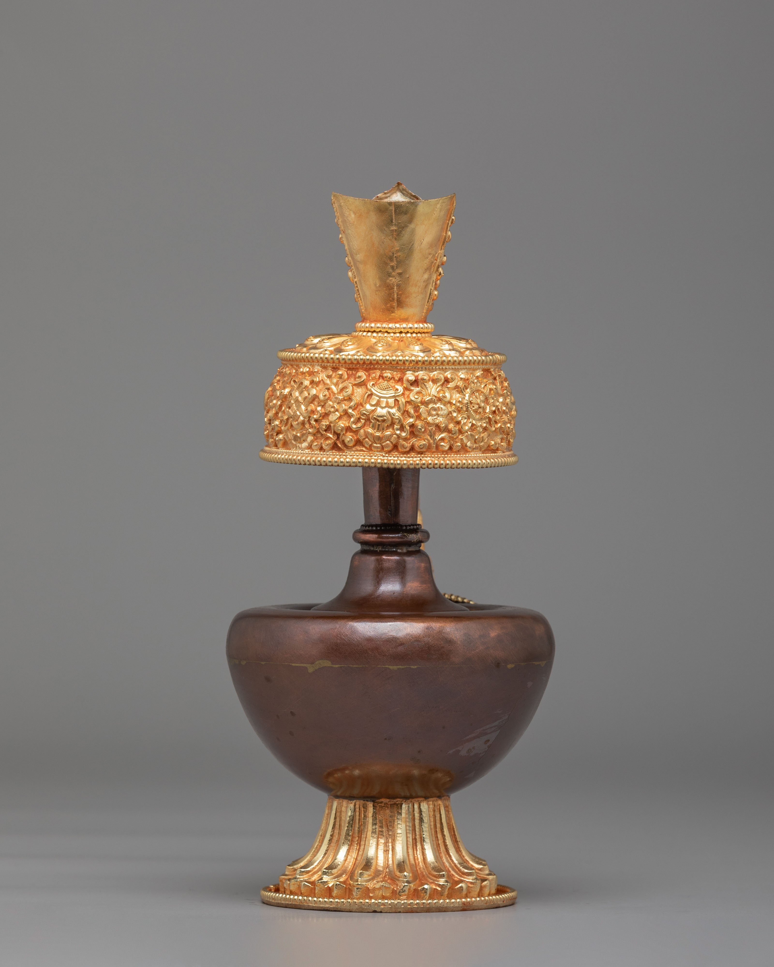 Gold Plated Tibetan Bhumba | Handcrafted Ritual Vessel