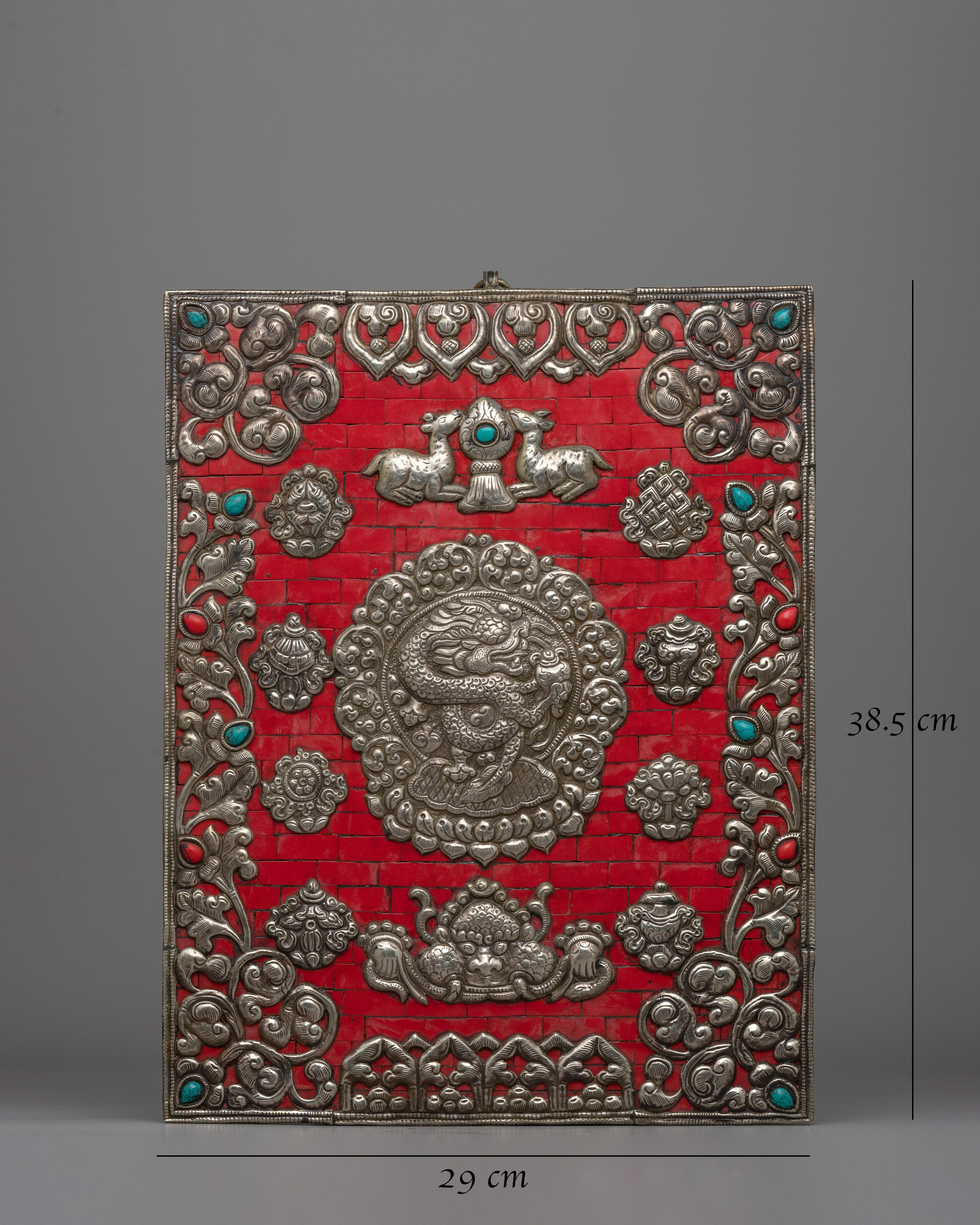 Handcrafted Dragon Metal Thangka | Sacred Tibetan Artwork for Strength and Balance