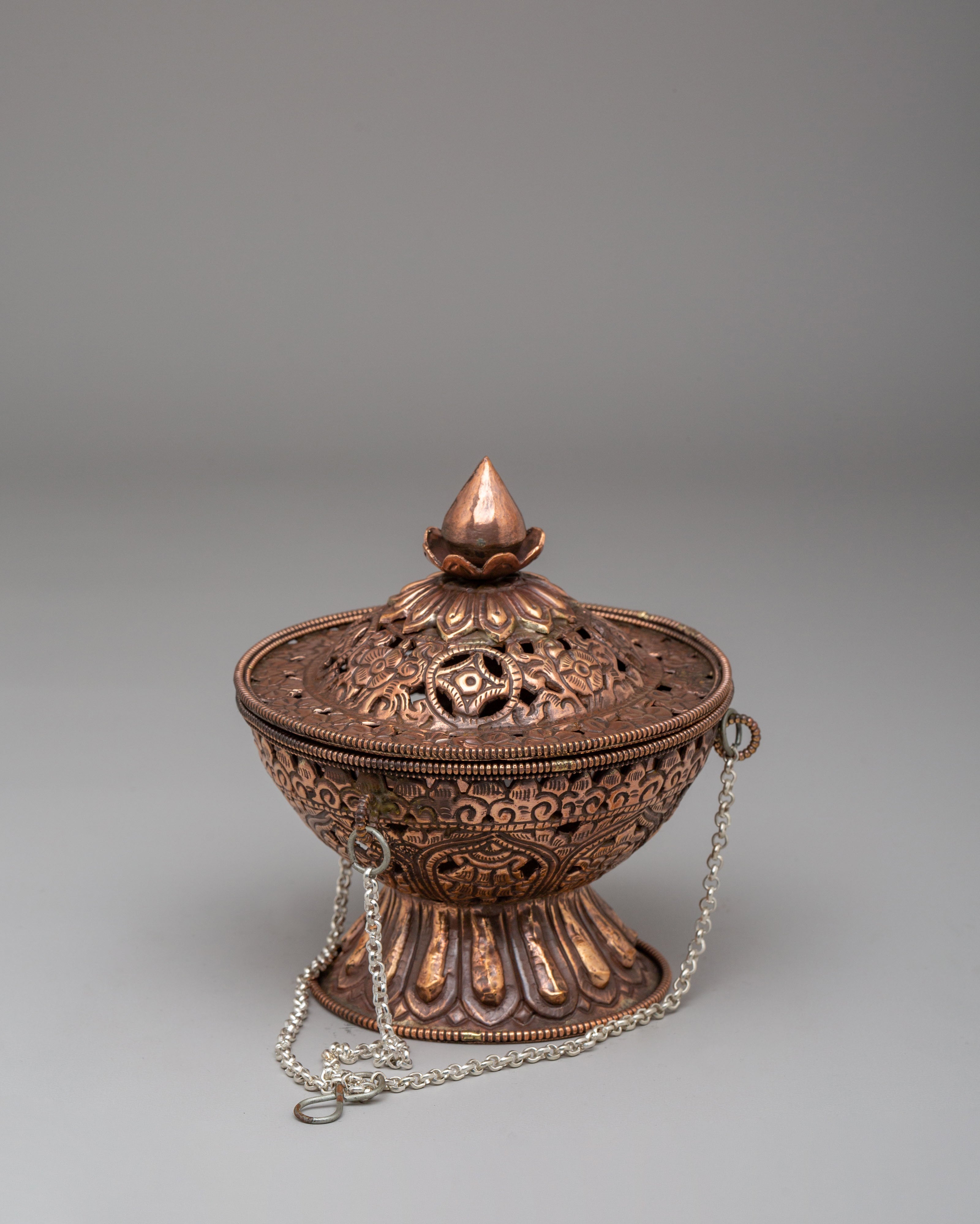 Traditional Altar Incense Burner | Handcrafted Brass Hanging Incense Vessel