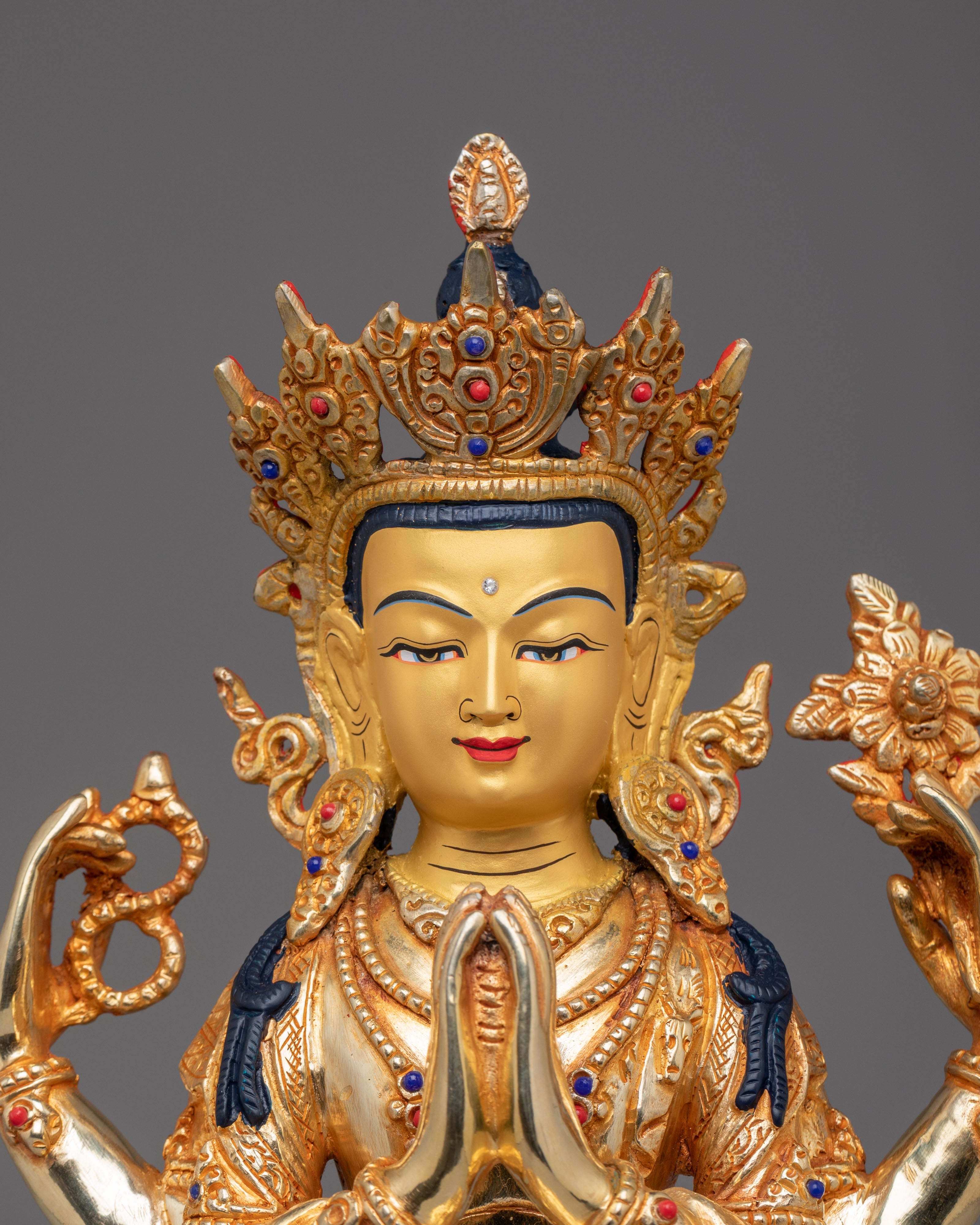 Vajrayana Chenrezig Deity Statue | Tibetan Buddhist Avalokiteshvara Sculpture