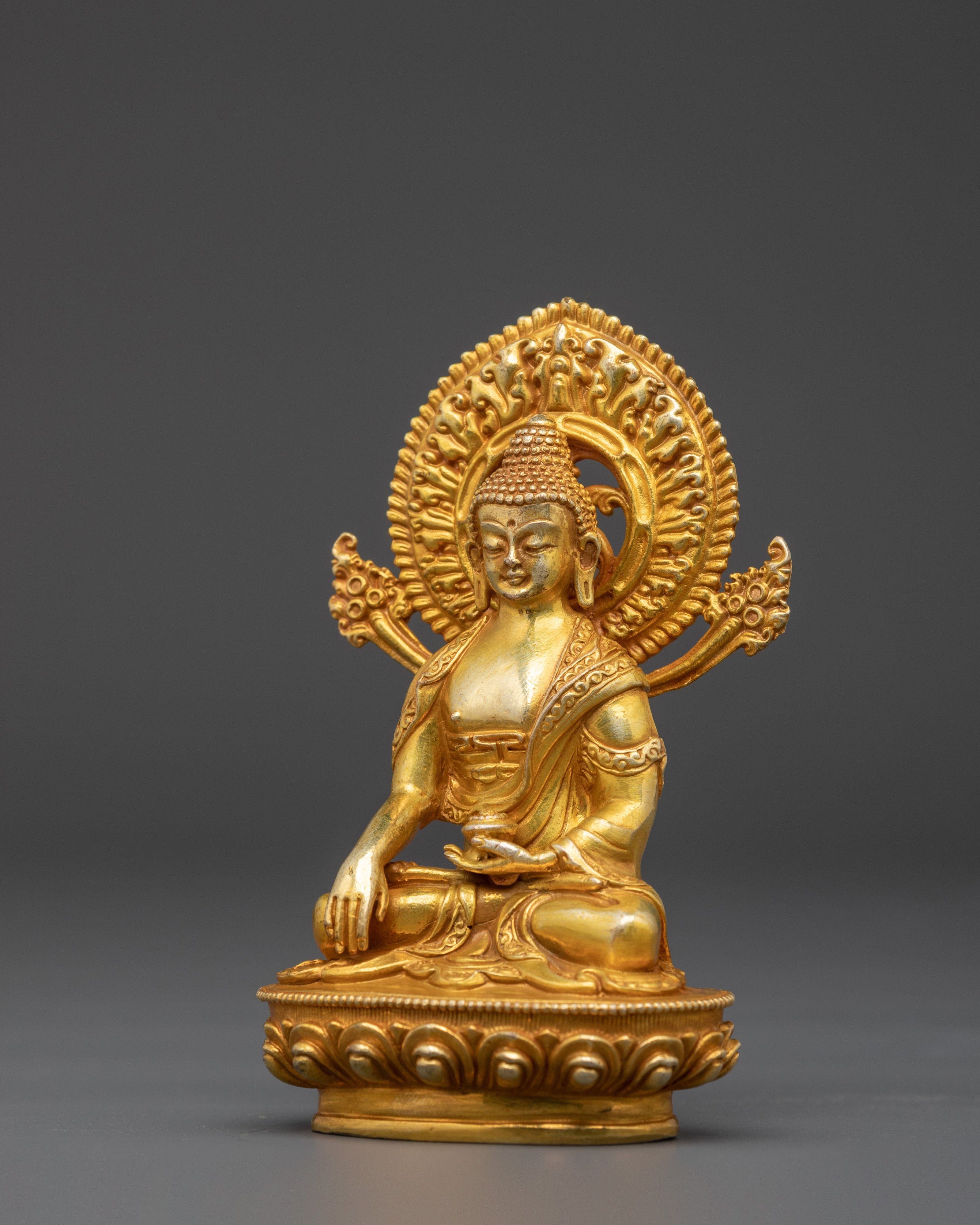 Shakyamuni Buddha Statue with Halo | Tibetan Spiritual Meditation Shrine
