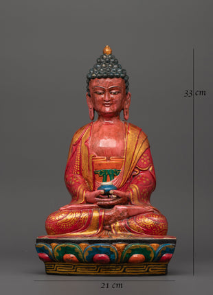 Amitabha Buddha Wooden Statue | Symbol of Infinite Light & Wisdom