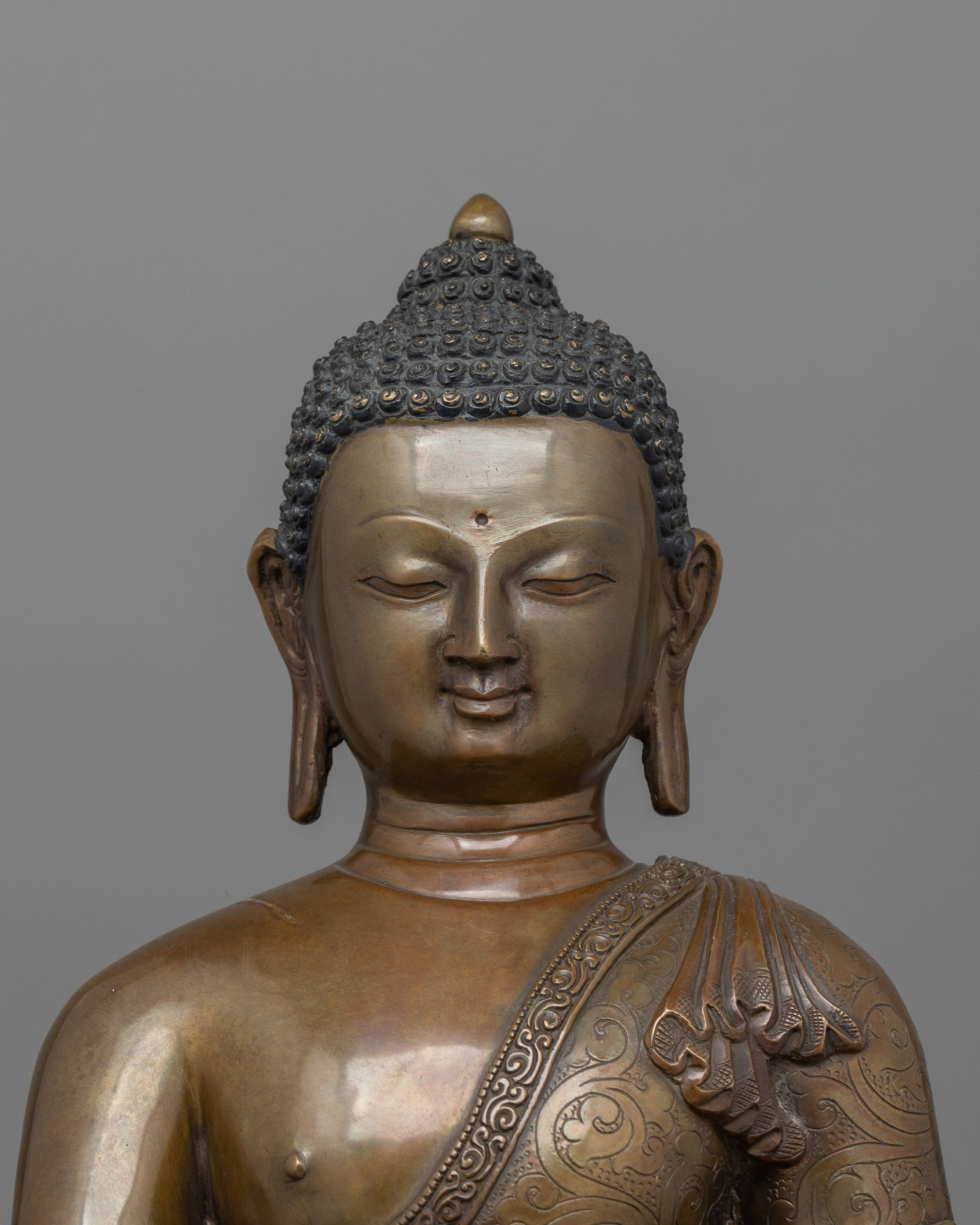 Serene Medicine Buddha Statue for Altar | Handcrafted Oxidized Copper Artwork