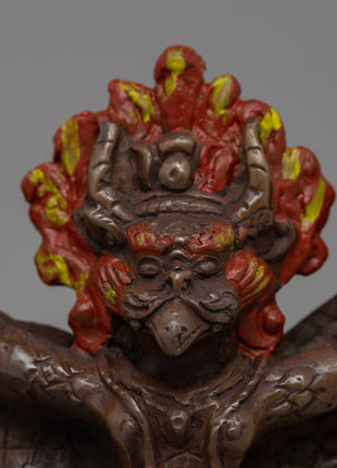 Hand-Carved Brass Garuda Statue with Antique Finish | Oxidized Antique Finish Deity