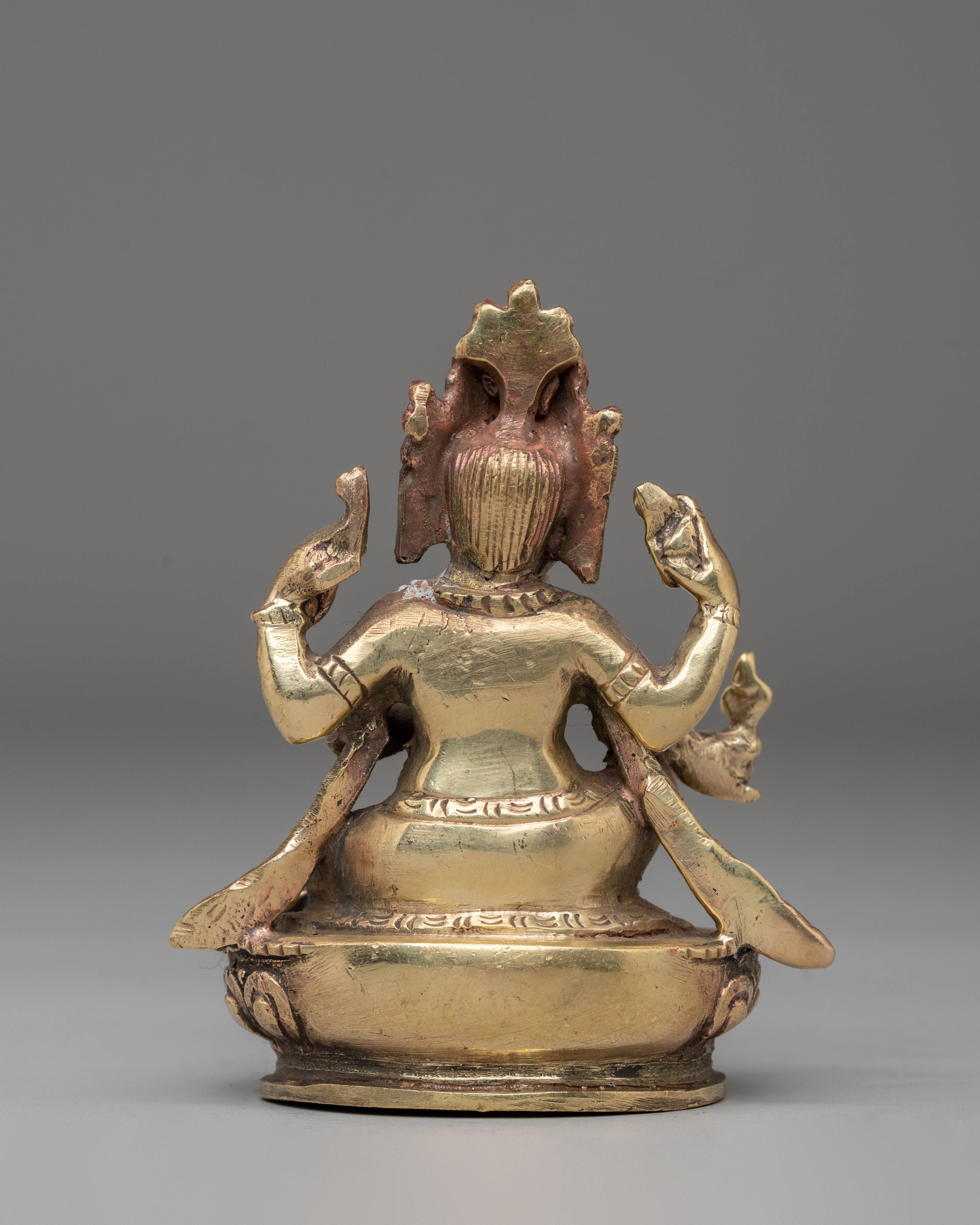 Handcrafted Ganesh Statue for Rituals | Copper Body Ganesha Figurine