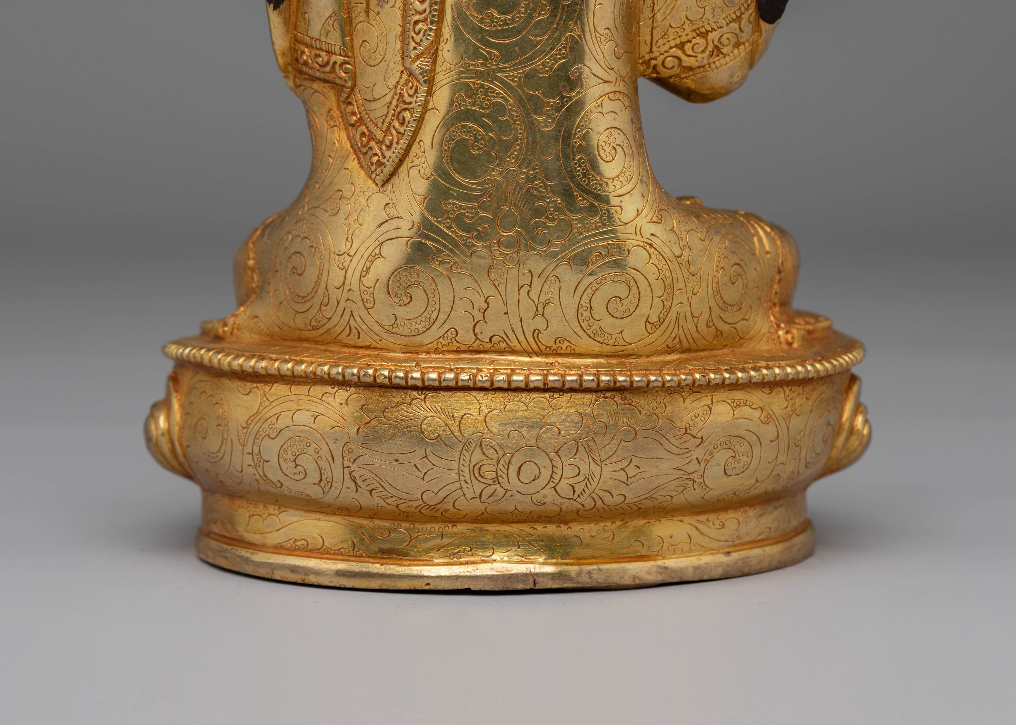 Tsongkhapa Handcrafted Copper Statue | Traditional Tibetan Artwork