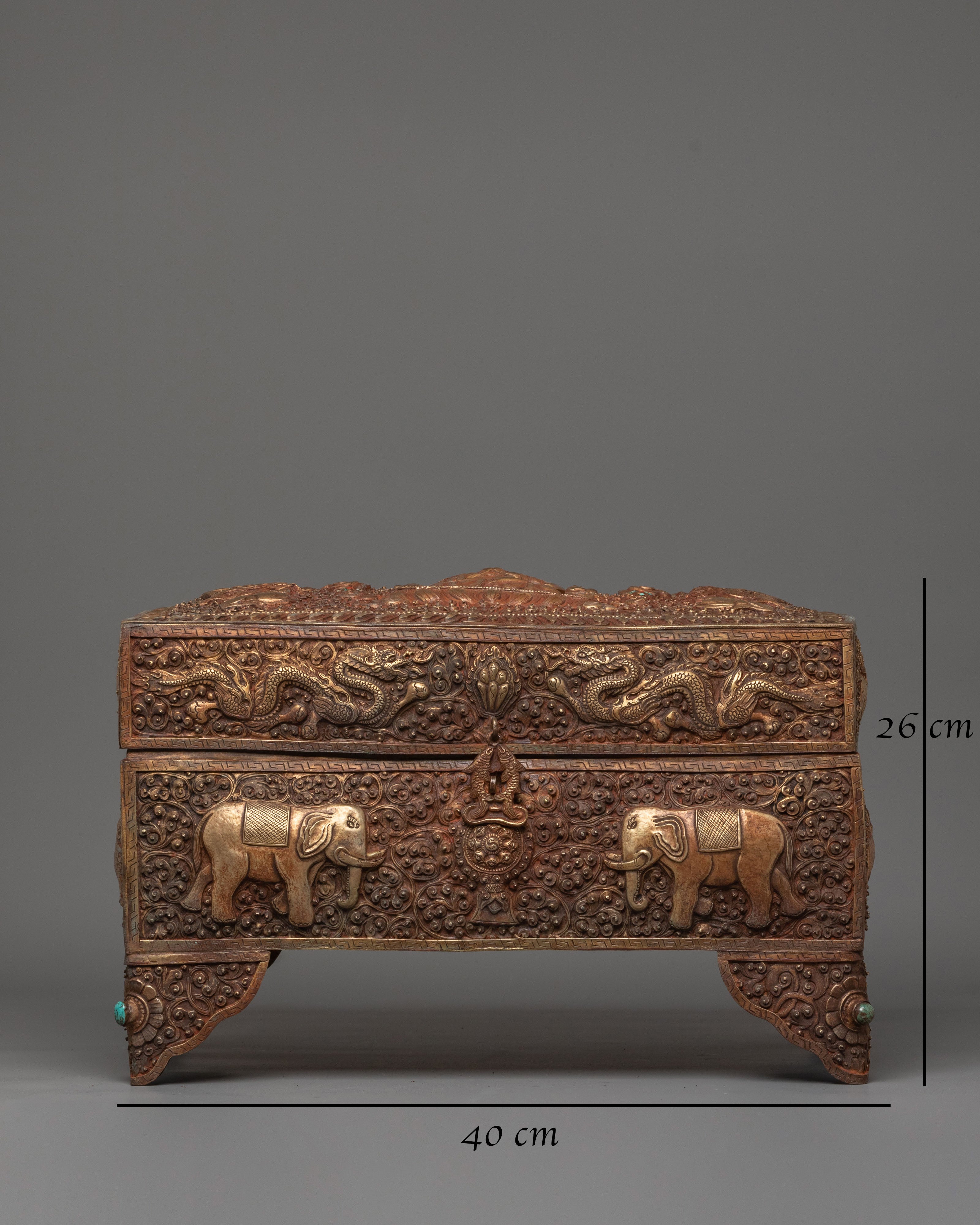 Handmade Tibetan Box | Dragon and Elephant Motifs