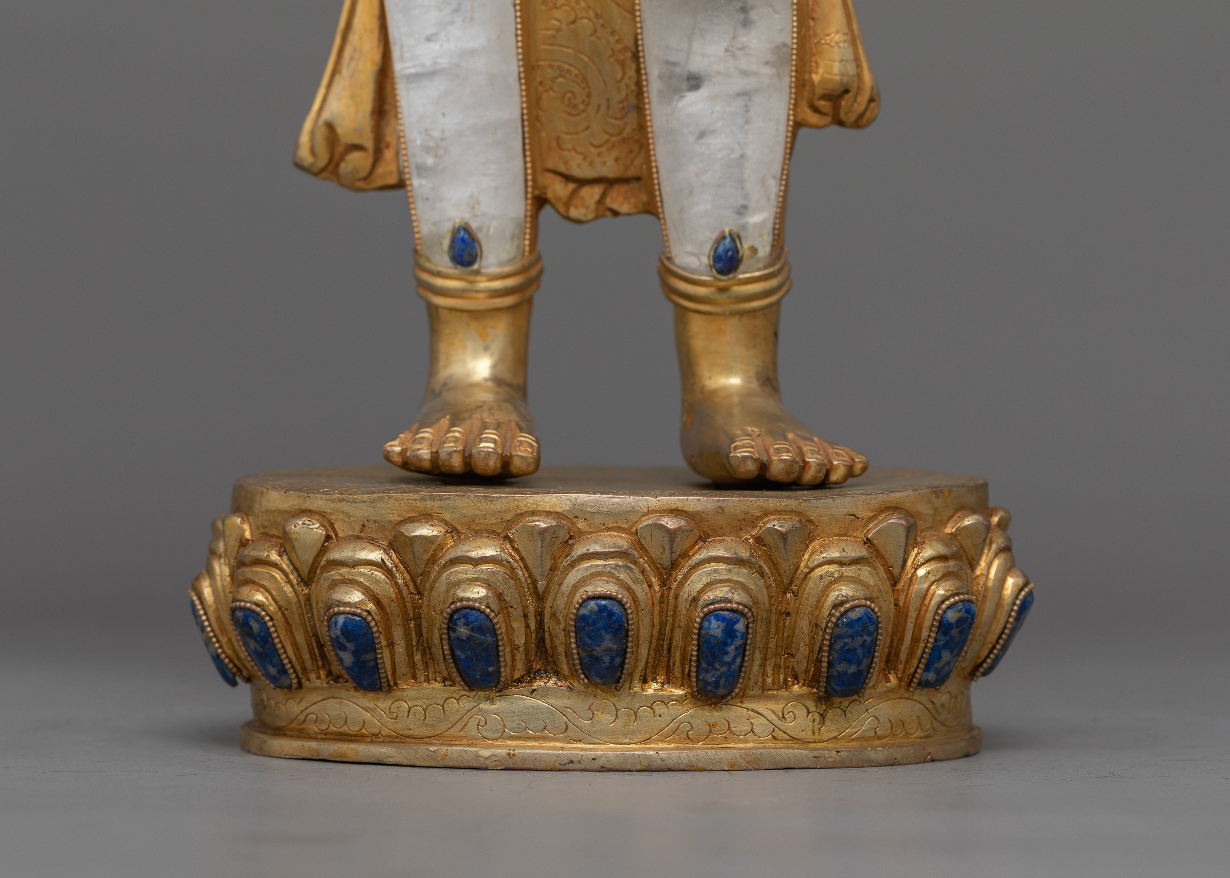 Crystal Avalokiteshvara Statue | Handcrafted  and Gold Electroplated Art