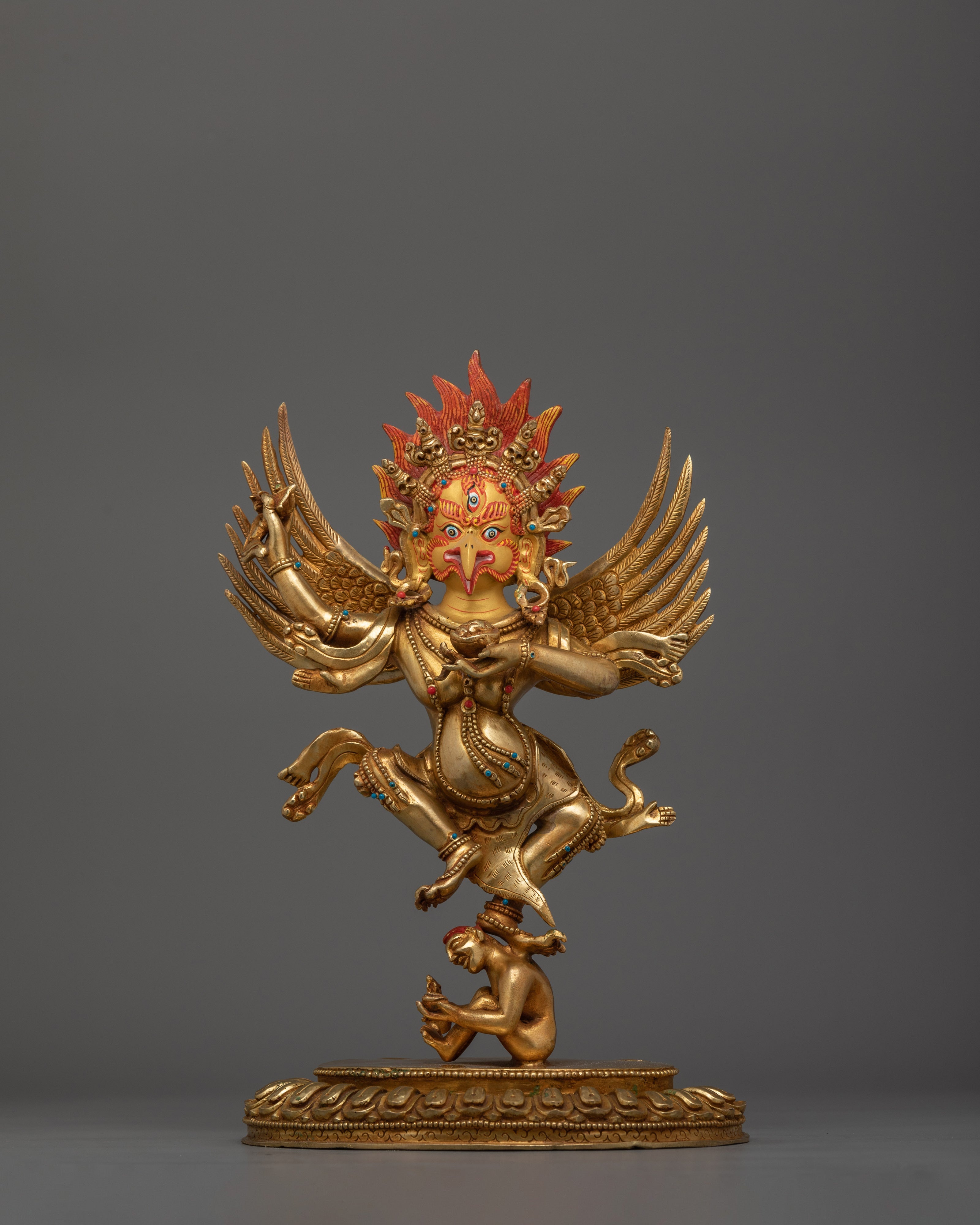 Handcarved Hindu Deity Garuda Sculpture | Tibetan Buddhism Artwork