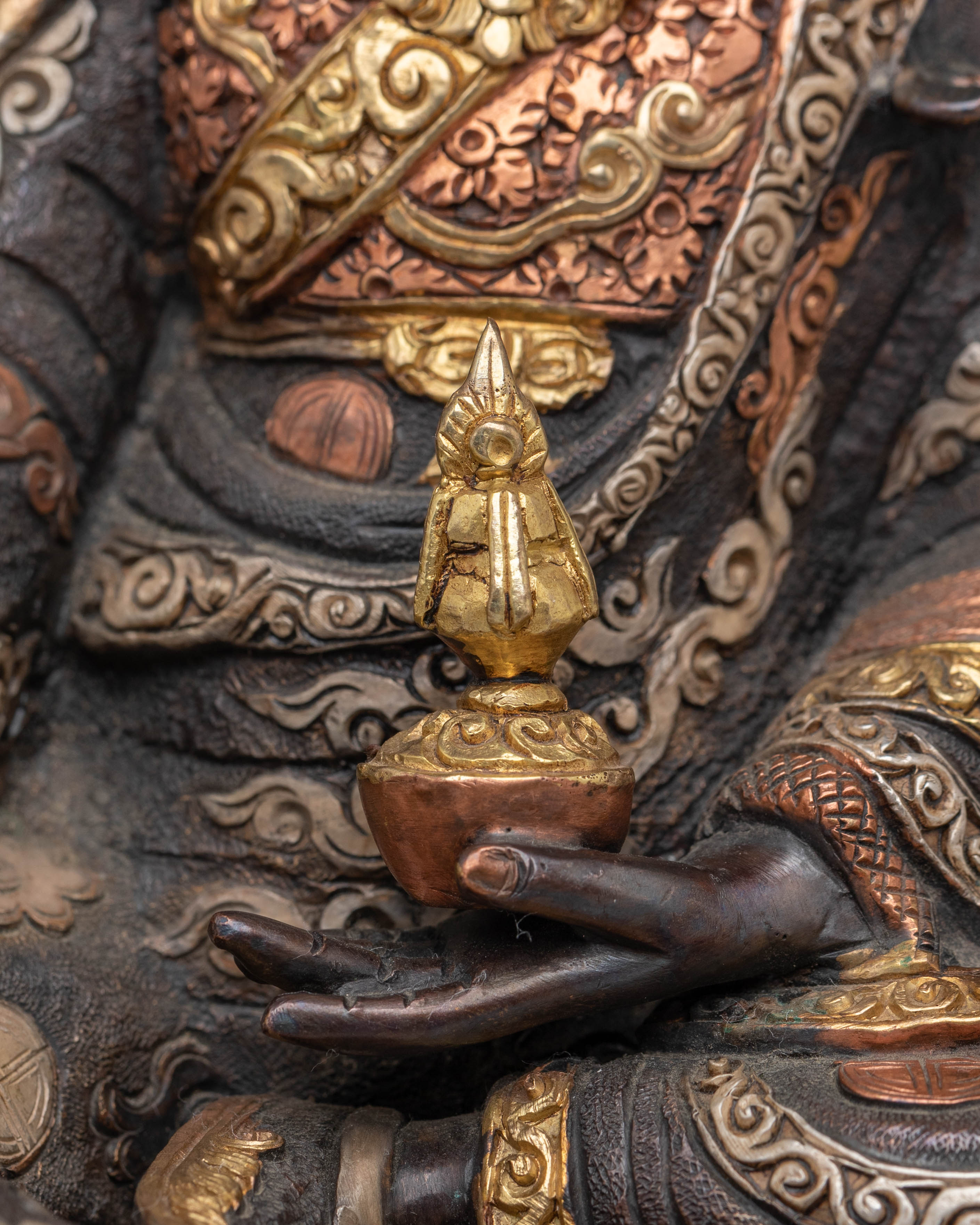 Guru Rinpoche Copper Handmade Sculpture | Tibetan Guru Rinpoche Statue