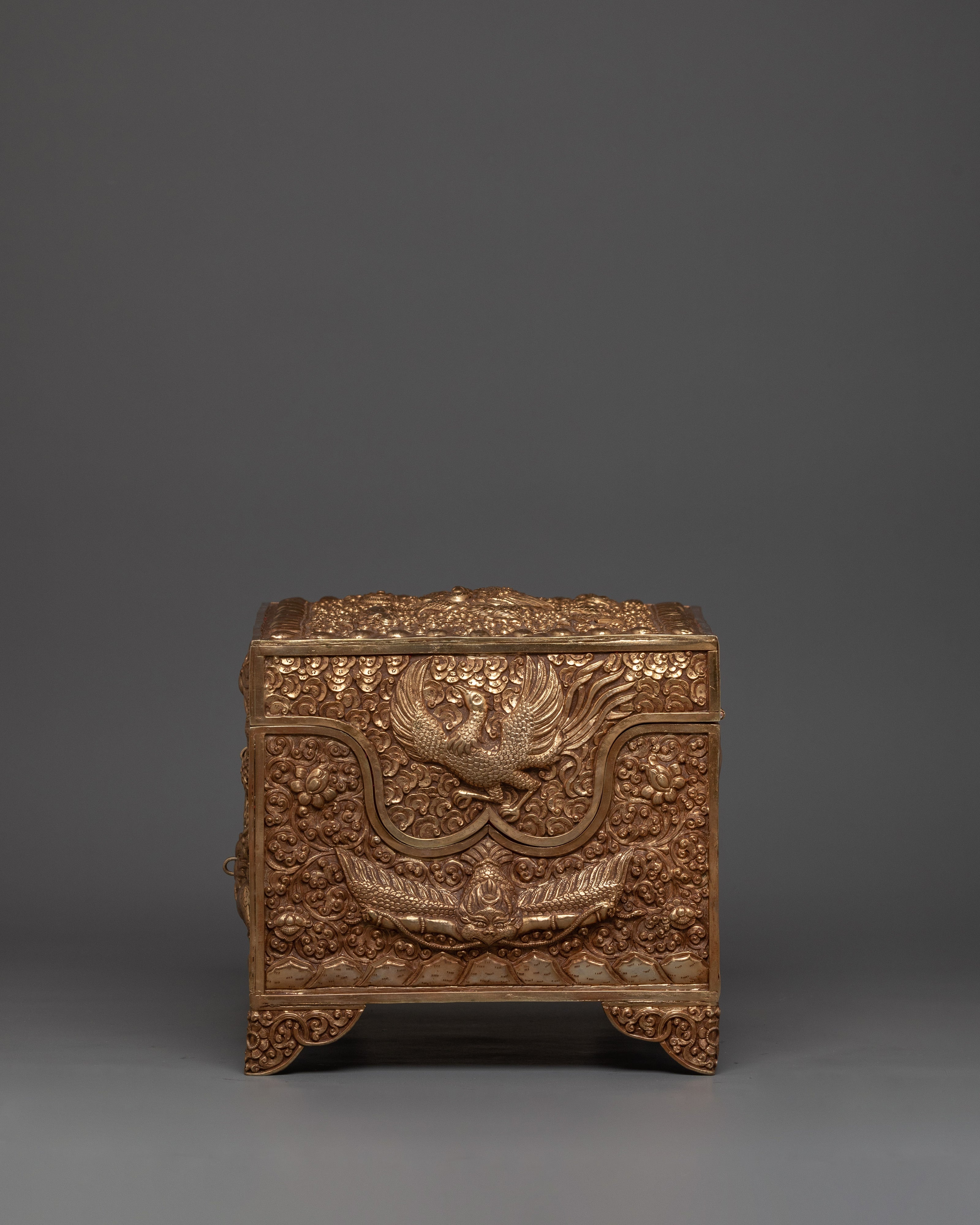 Copper Treasure Box with Gold Plating | Snow Lion Guardians