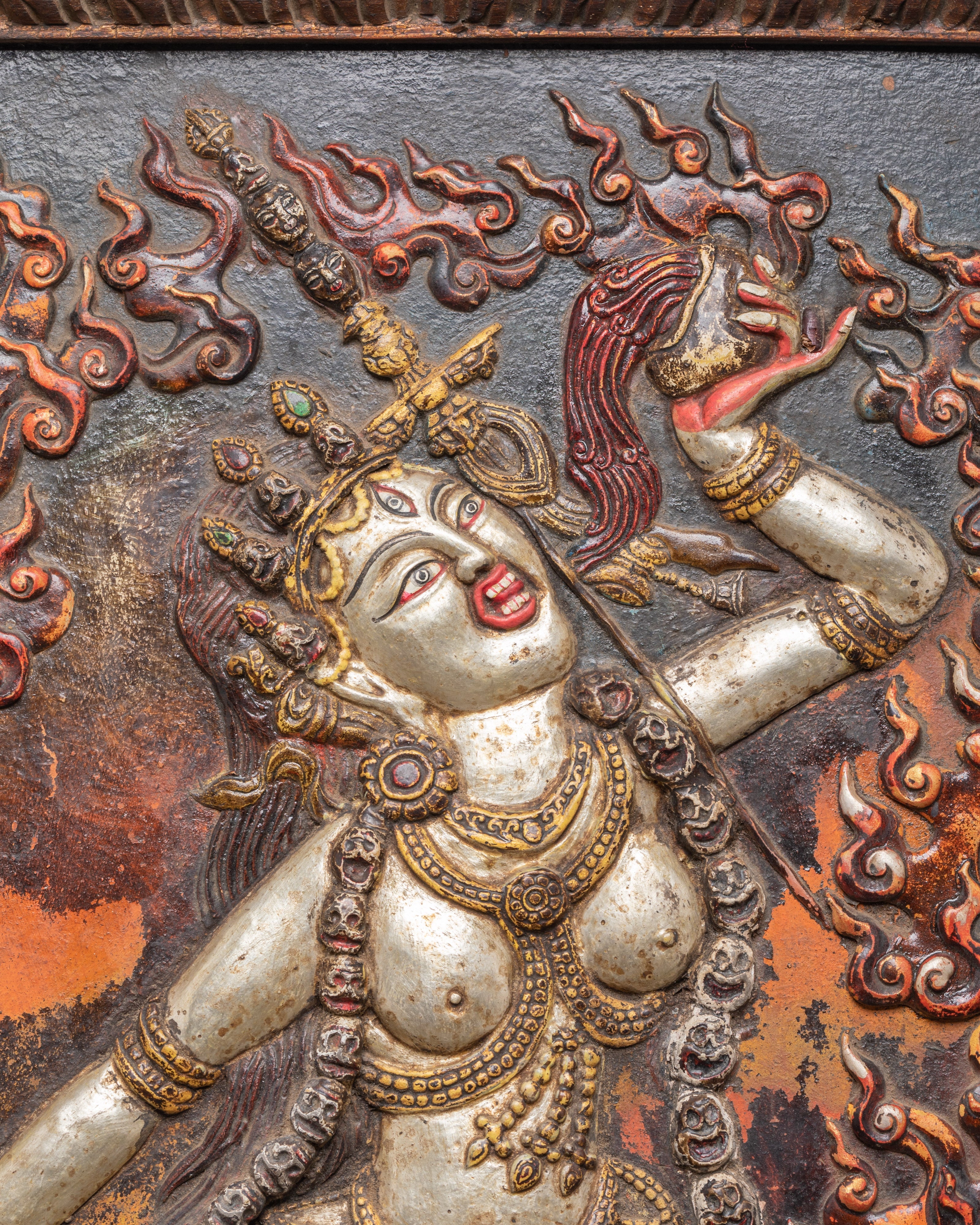 Vajrayogini Wooden Frame Wall Hanging | Sacred Tibetan Buddhist Art