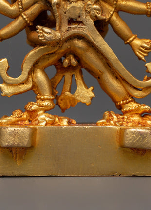 Chakrasambhara Statue in Gold-Plated Copper | Tantric Deity Sculpture for Zen Artwork