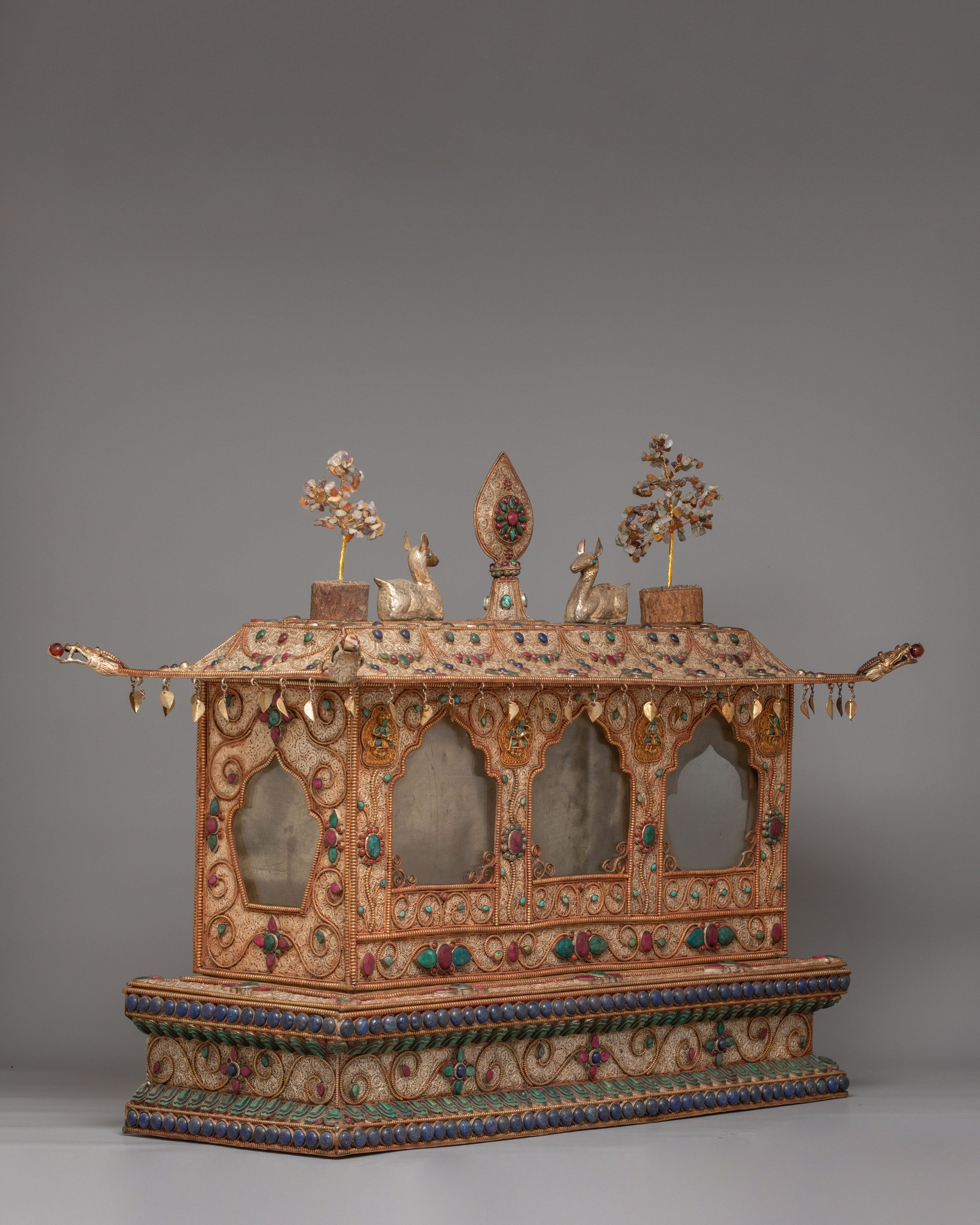 Handcrafted Altar Box | Copper Body, Gemstones, Silver Plating