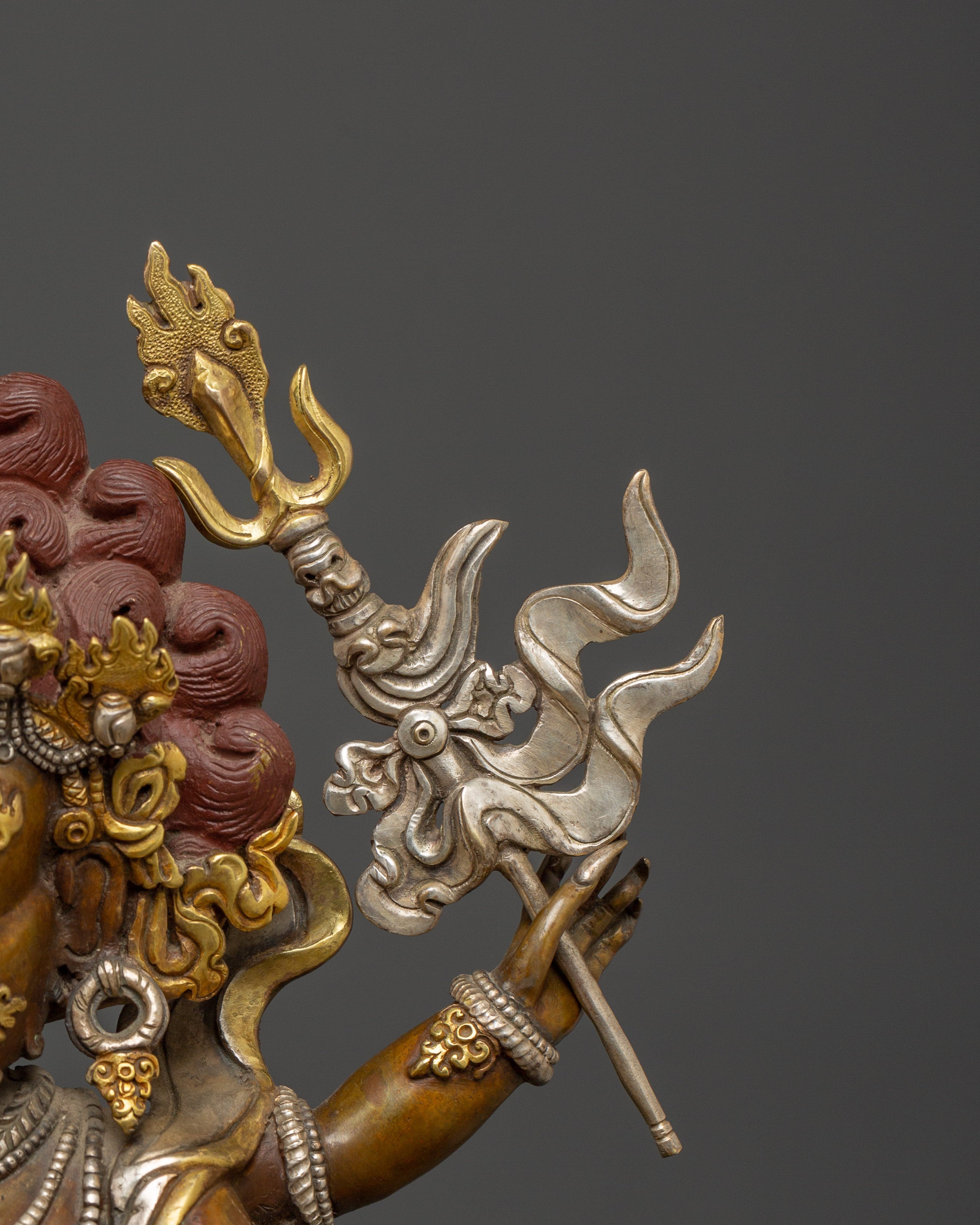 White Mahakala Wrathful Form – Tibetan Protector Deity Statue