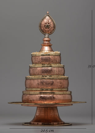 Exquisite Copper Mandala Stupa for Buddhist Rituals and Meditation | Ritual Copper Mandala