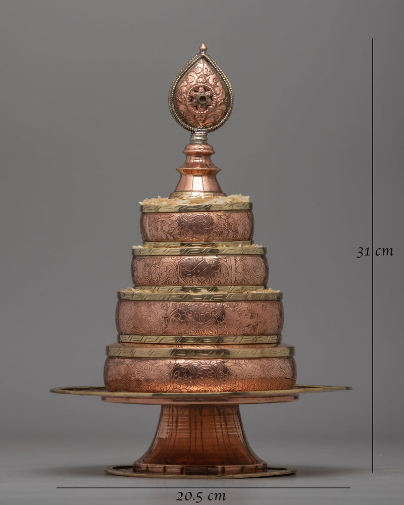 Exquisite Copper Mandala Stupa for Buddhist Rituals and Meditation | Ritual Copper Mandala