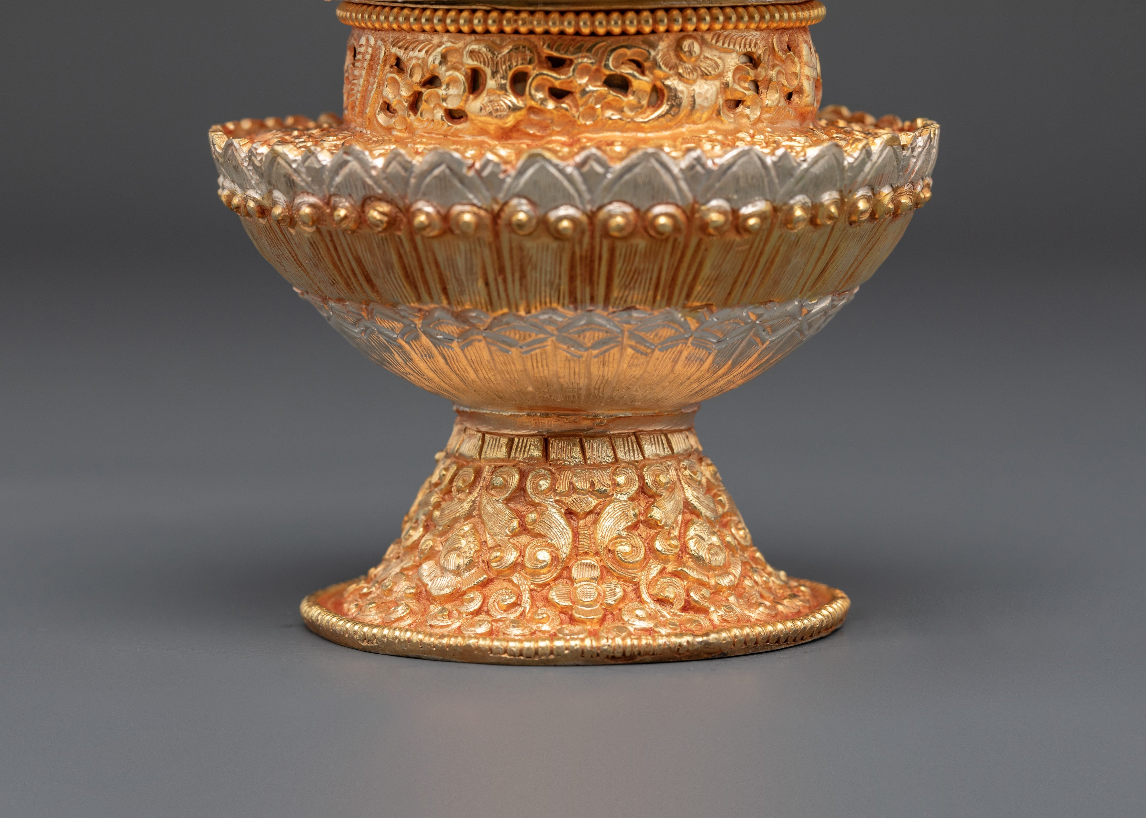 Sacred Ceremonial Rice Pot | Handcrafted Copper & Gold Plated Ritual Vessel