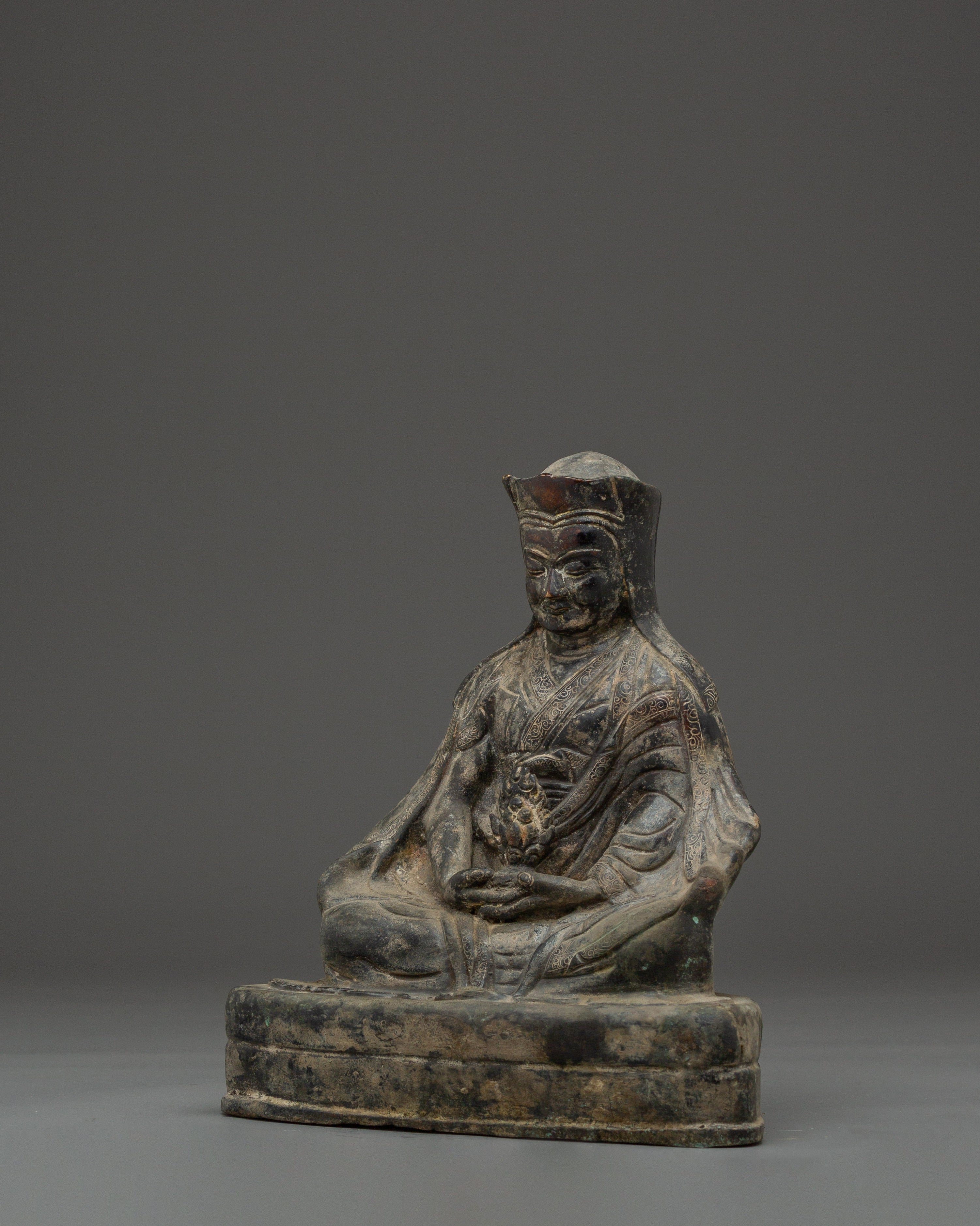 Gampopa Antique Finished Copper Statue | Dakpo Lhaje Tibetan Buddhist Master