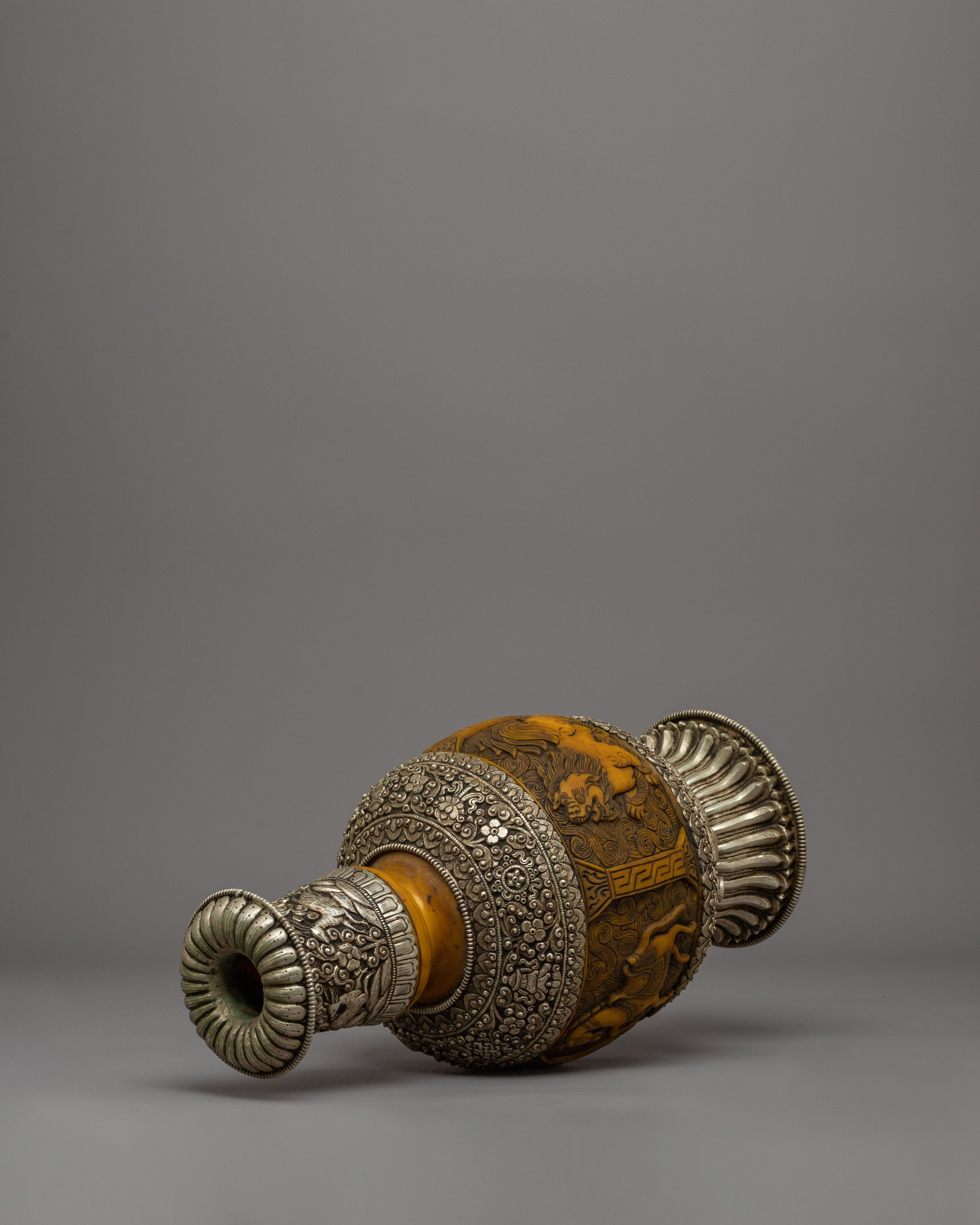 Hand-carved Copper Flower Vase | Elegant Home & Shrine Decor