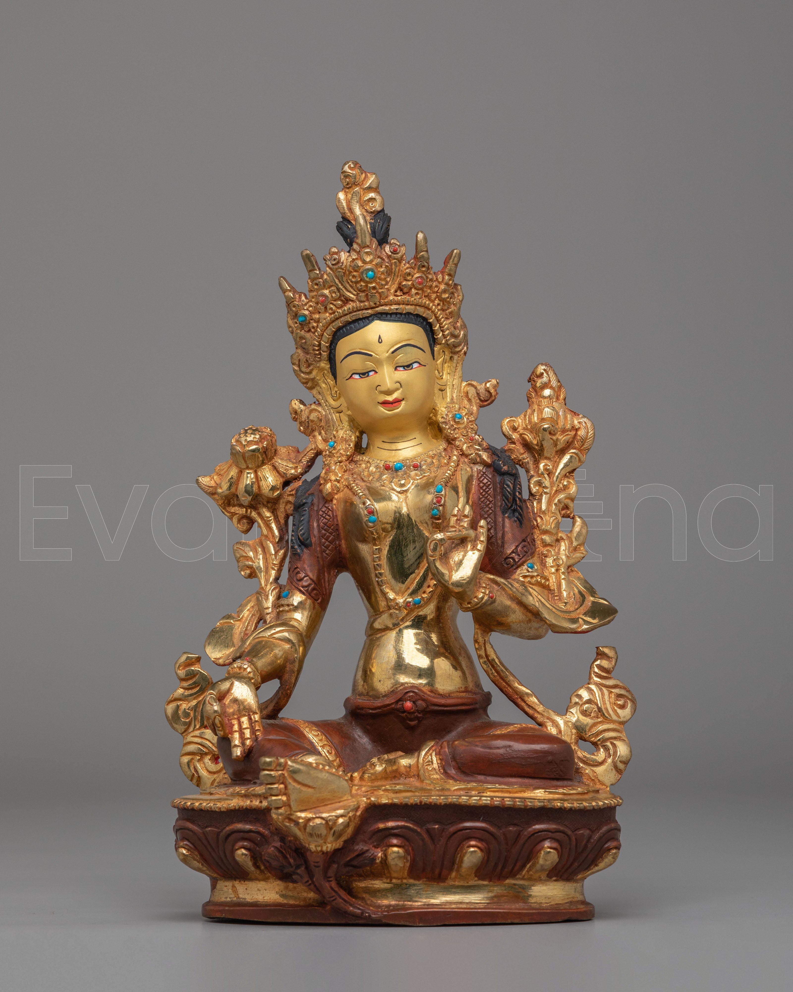Buddhist Green Tara Deity Statue 