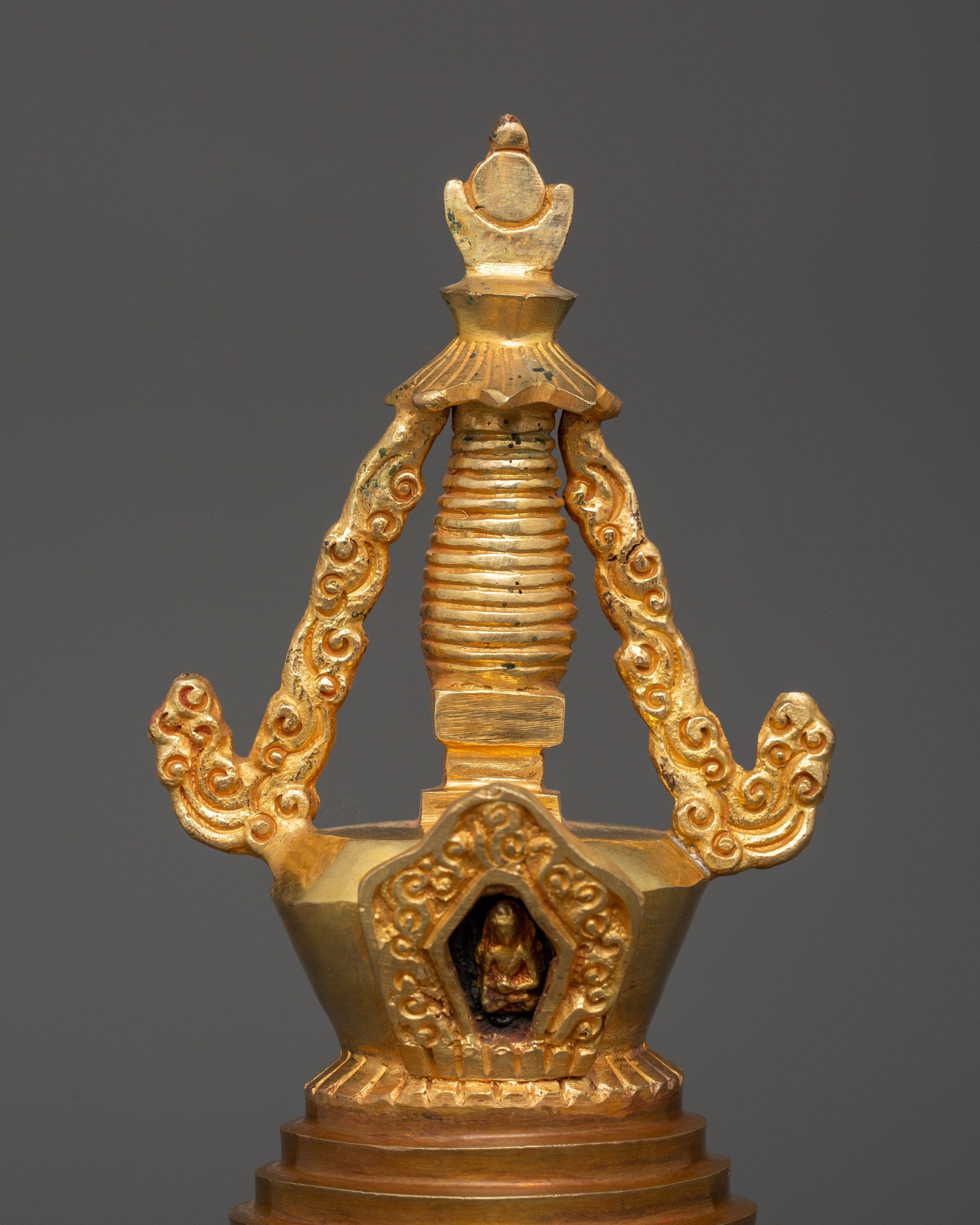 Sacred Tibetan Stupa Statue | Tibetan Buddhist Shrine Artifact