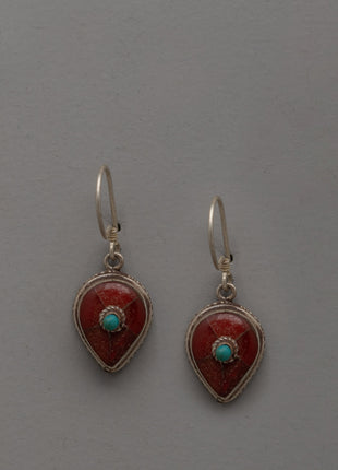 Turquoise and Coral Earrings​