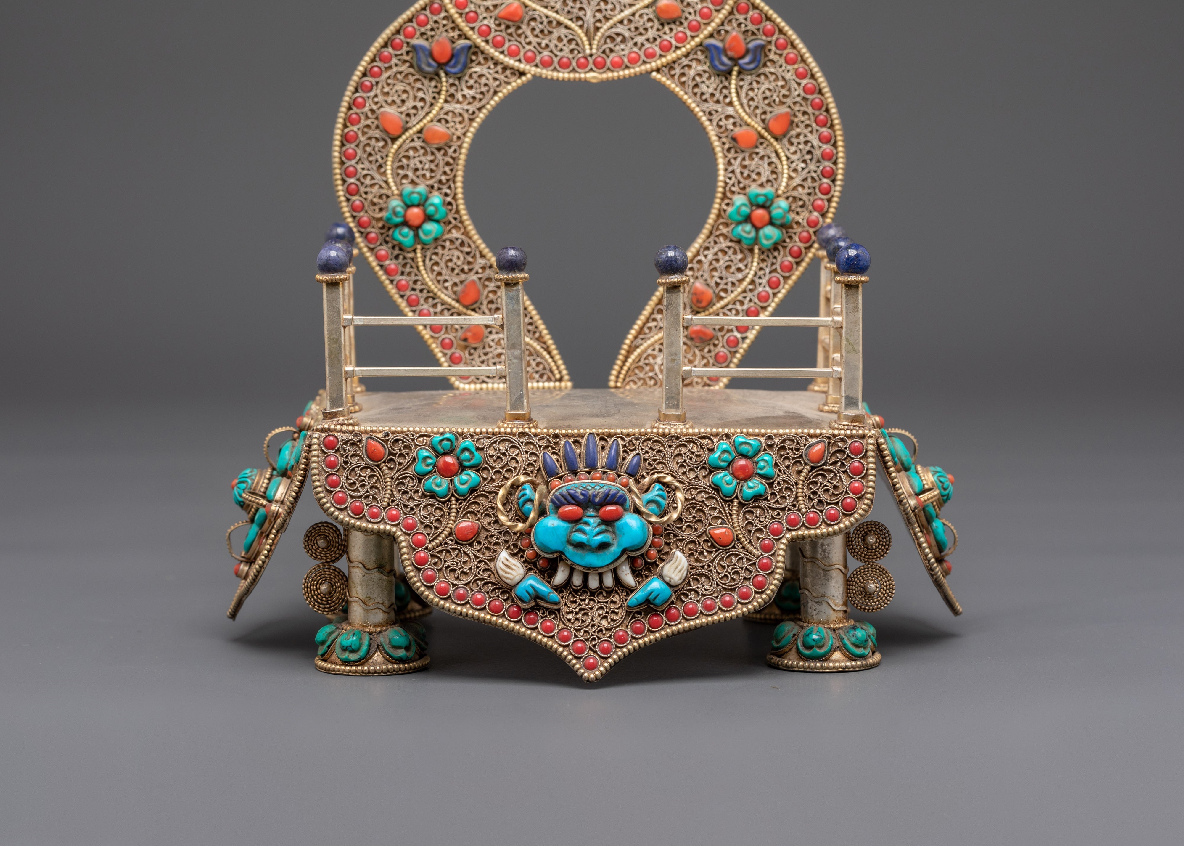 Traditional Buddhist Throne | Sacred Copper and Gold Plated Art Piece