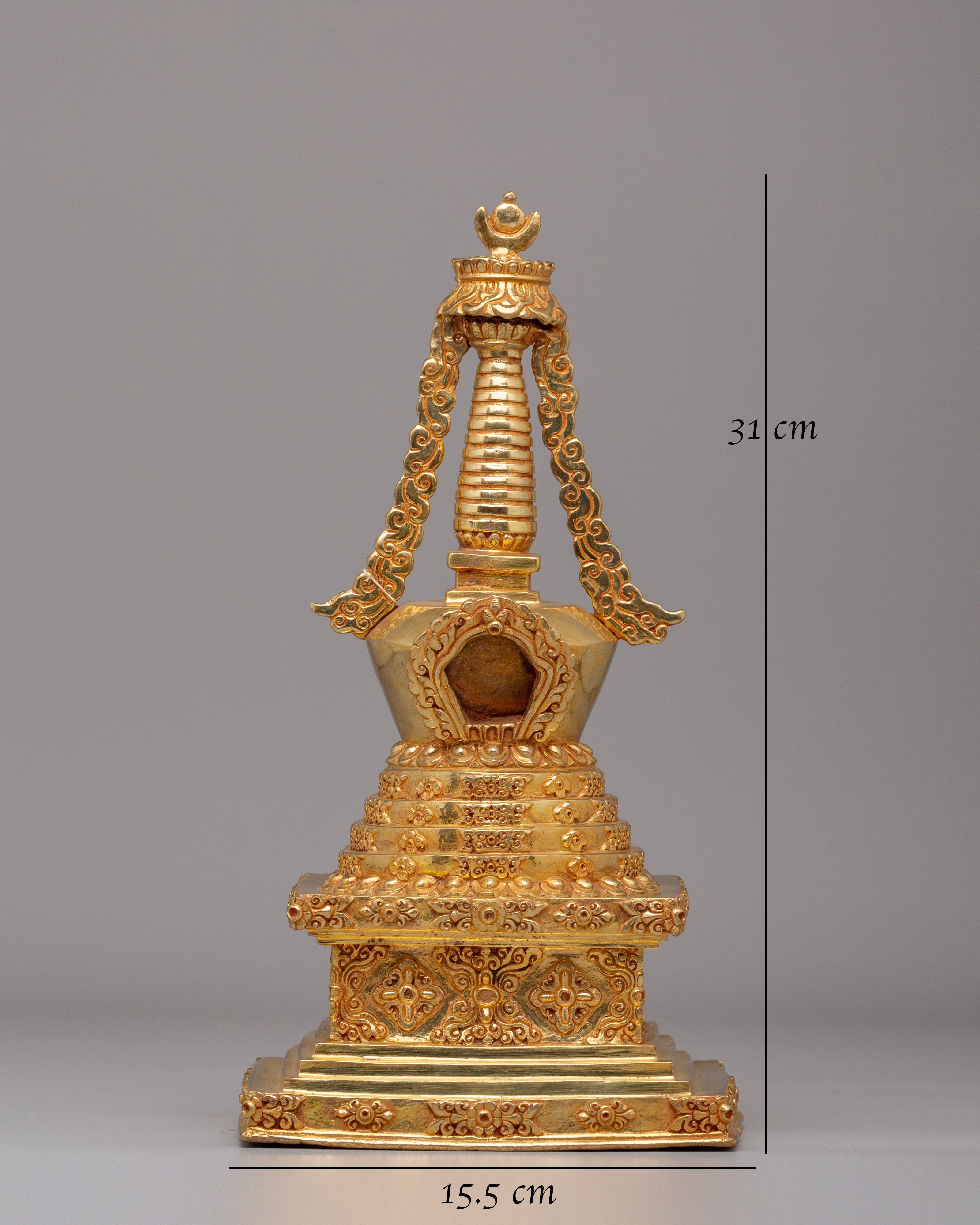 Buddhist Golden Stupa for Home Decor | Meditation Altar Stupa