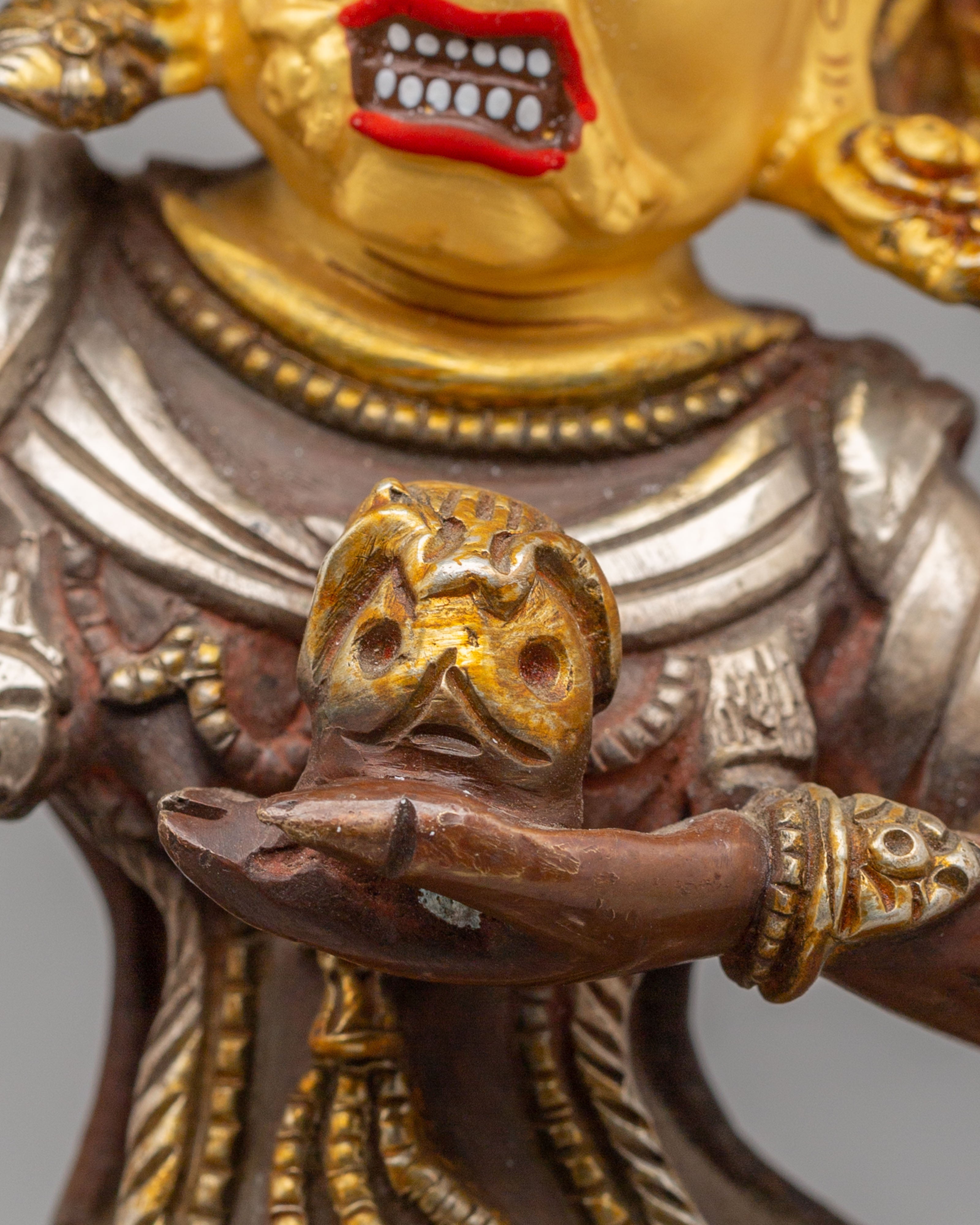 Palden Lhamo Wrathful Deity Statue | 24K Gold Plated Tibetan Protector Sculpture