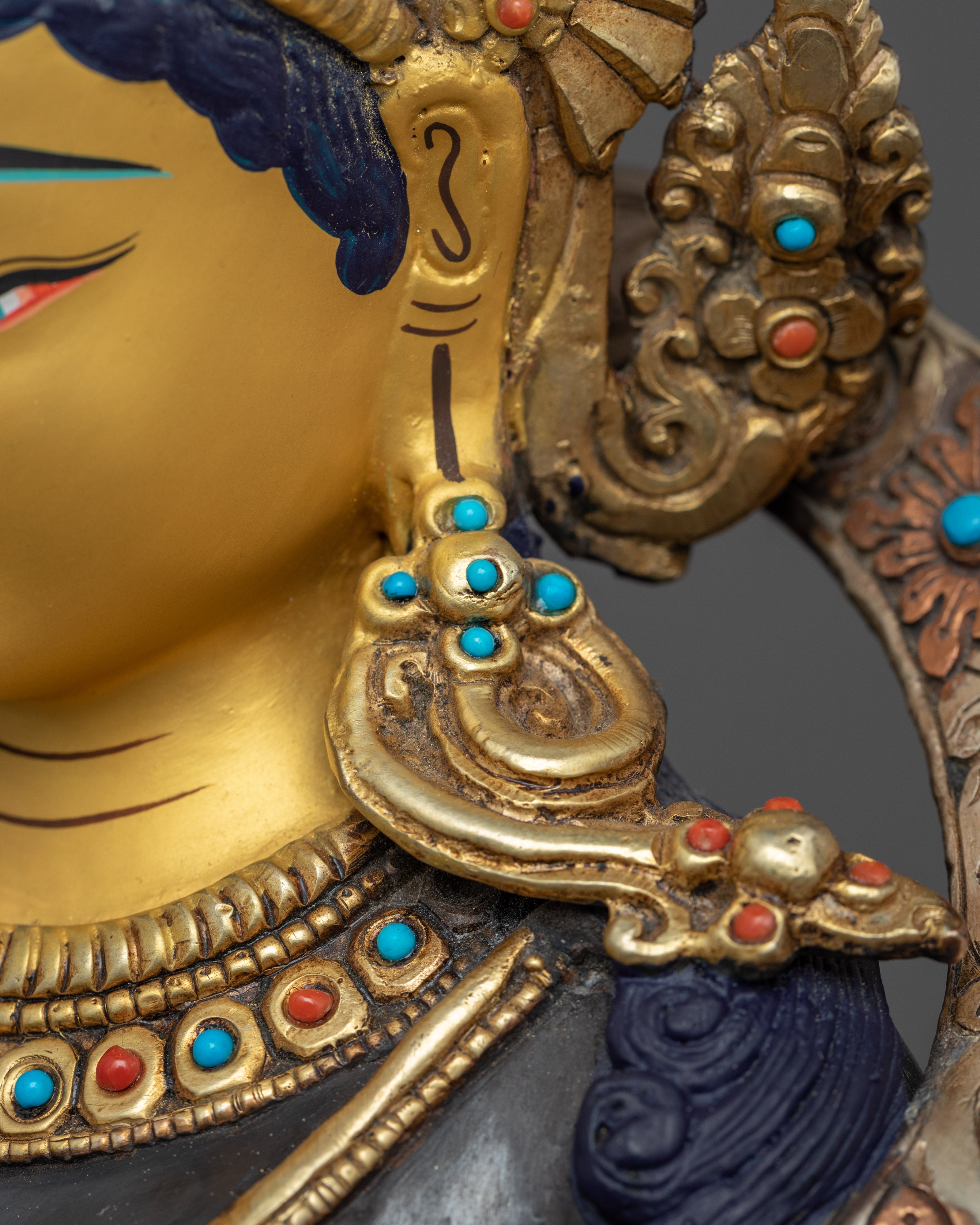 Buddha Art Green Tara Sculpture | Mother Tara Statue | 24k Gold Gilded