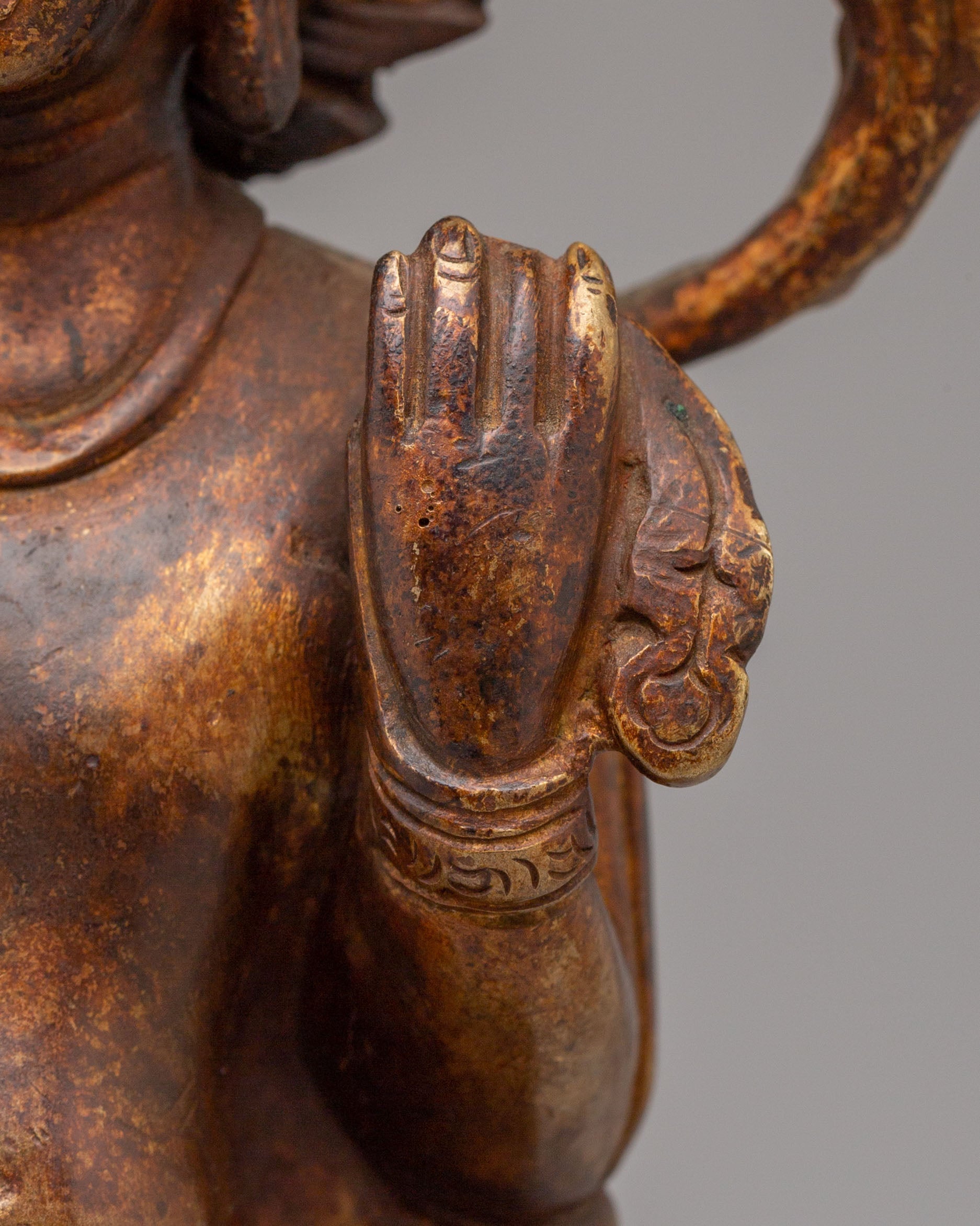Tibetan Altar Dipankara Buddha Statue | Handcrafted Copper Art