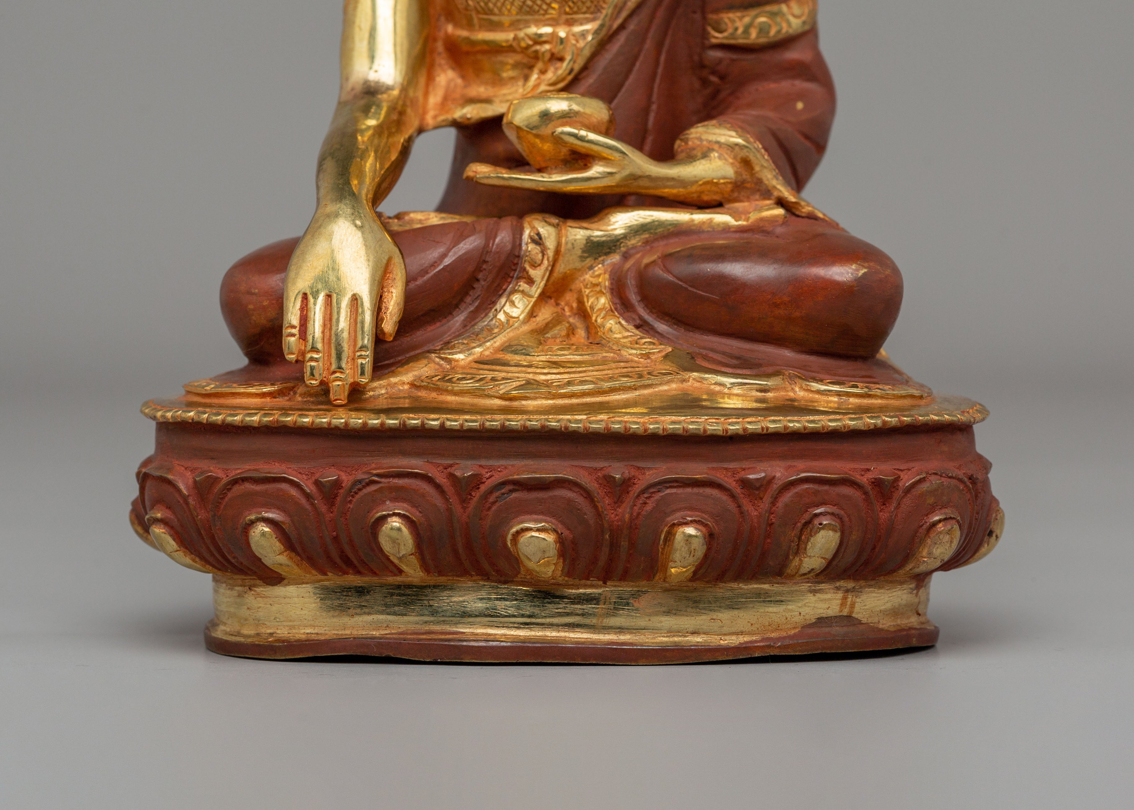 Sacred Shakyamuni Buddha Statue | 24K Gold Plated Buddhist Altar Decor