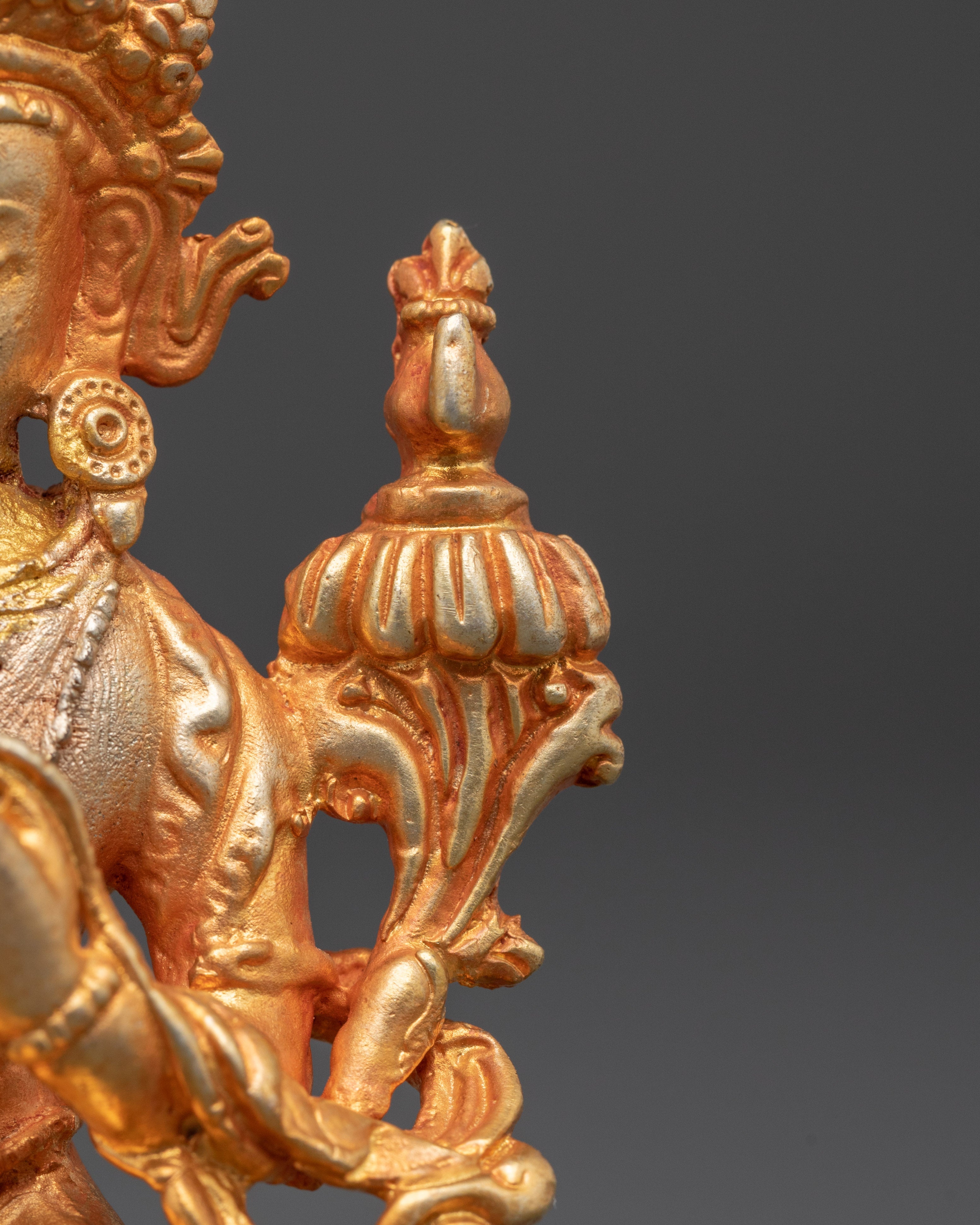 Handcrafted Maitreya Buddha Deity Sculpture | Gold Plated Copper Buddha Figurine