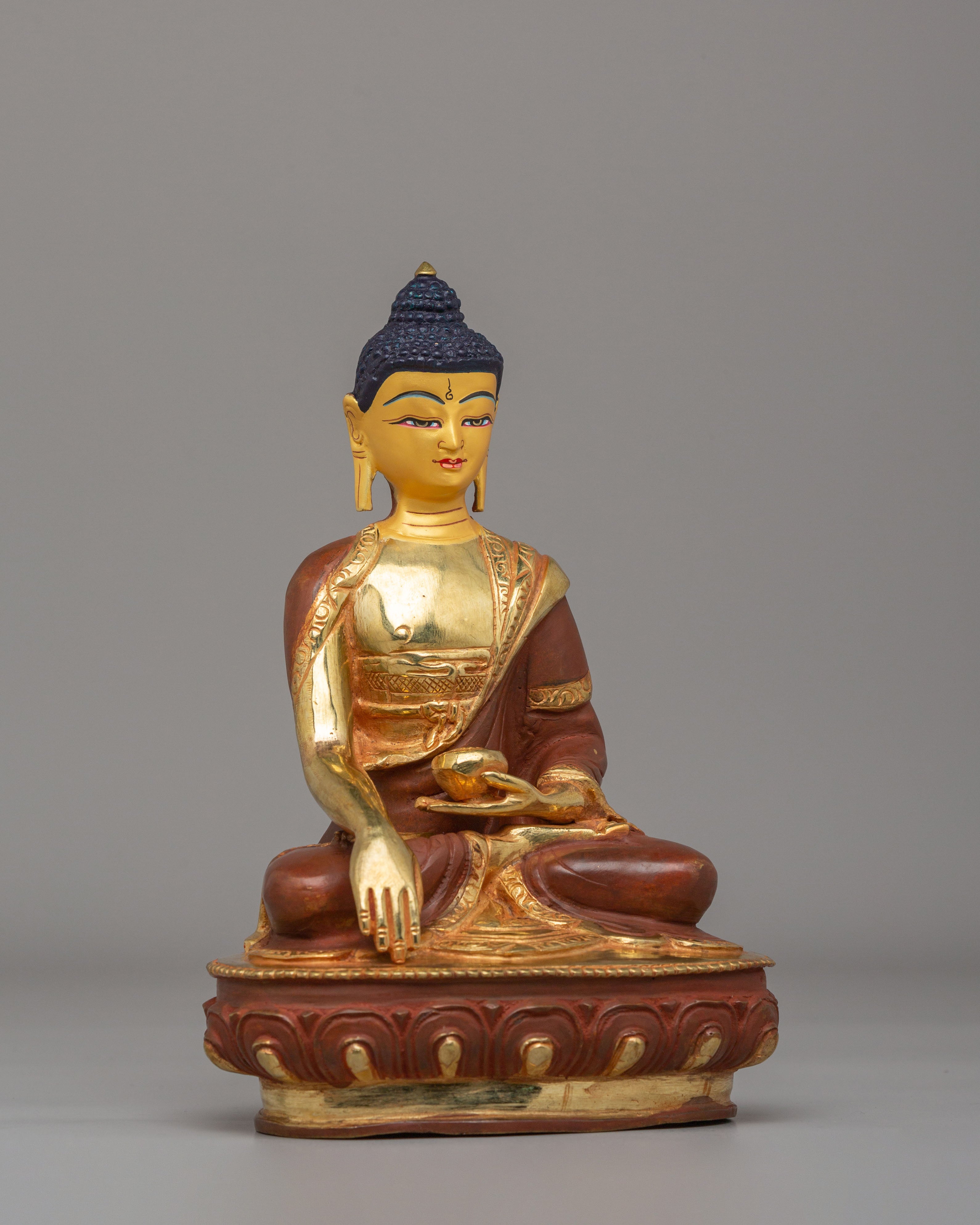 Sacred Shakyamuni Buddha Statue | 24K Gold Plated Buddhist Altar Decor
