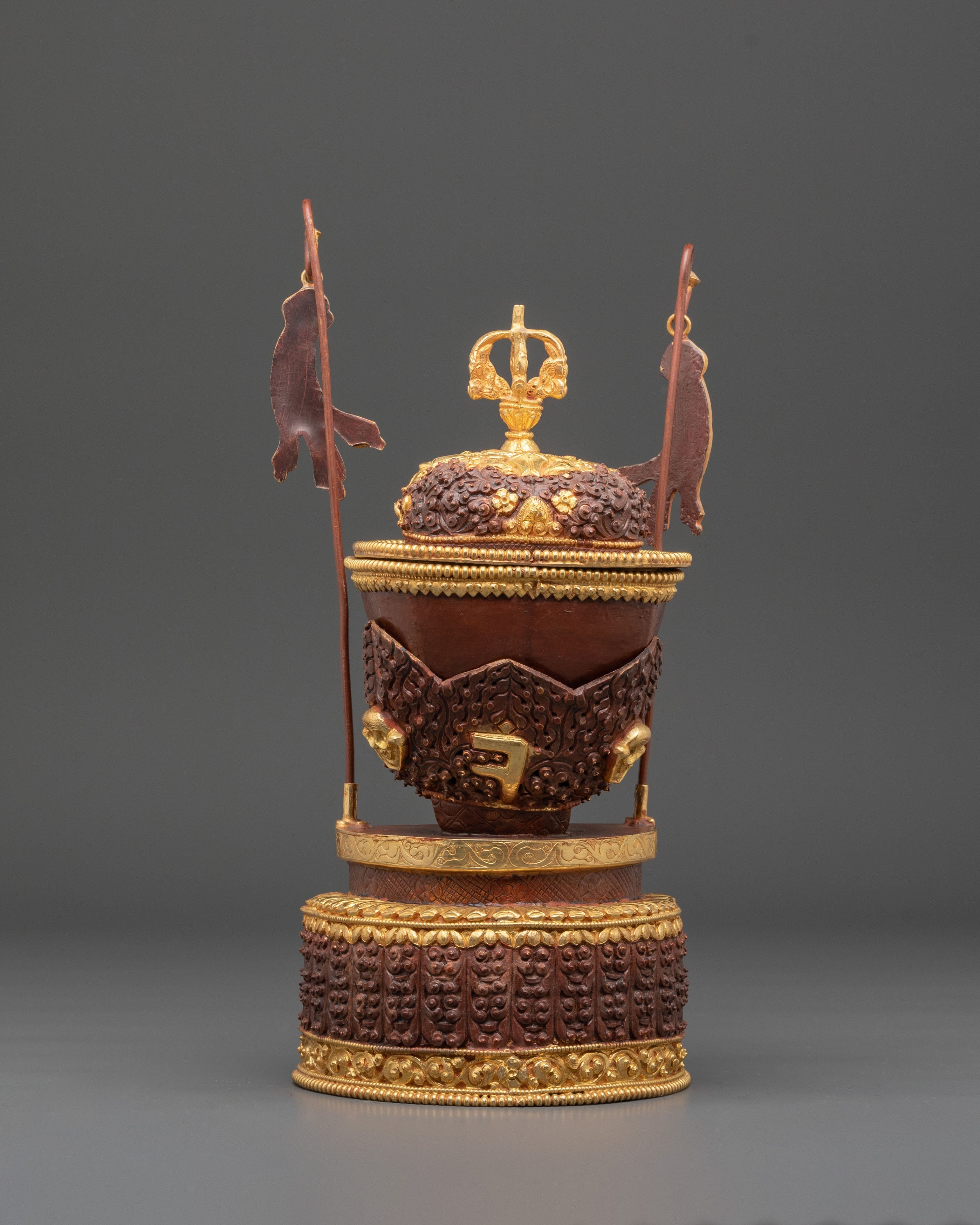 Handmade Gold Plated Kapala Set | Tibetan Ritual Skull Cup Offering Set