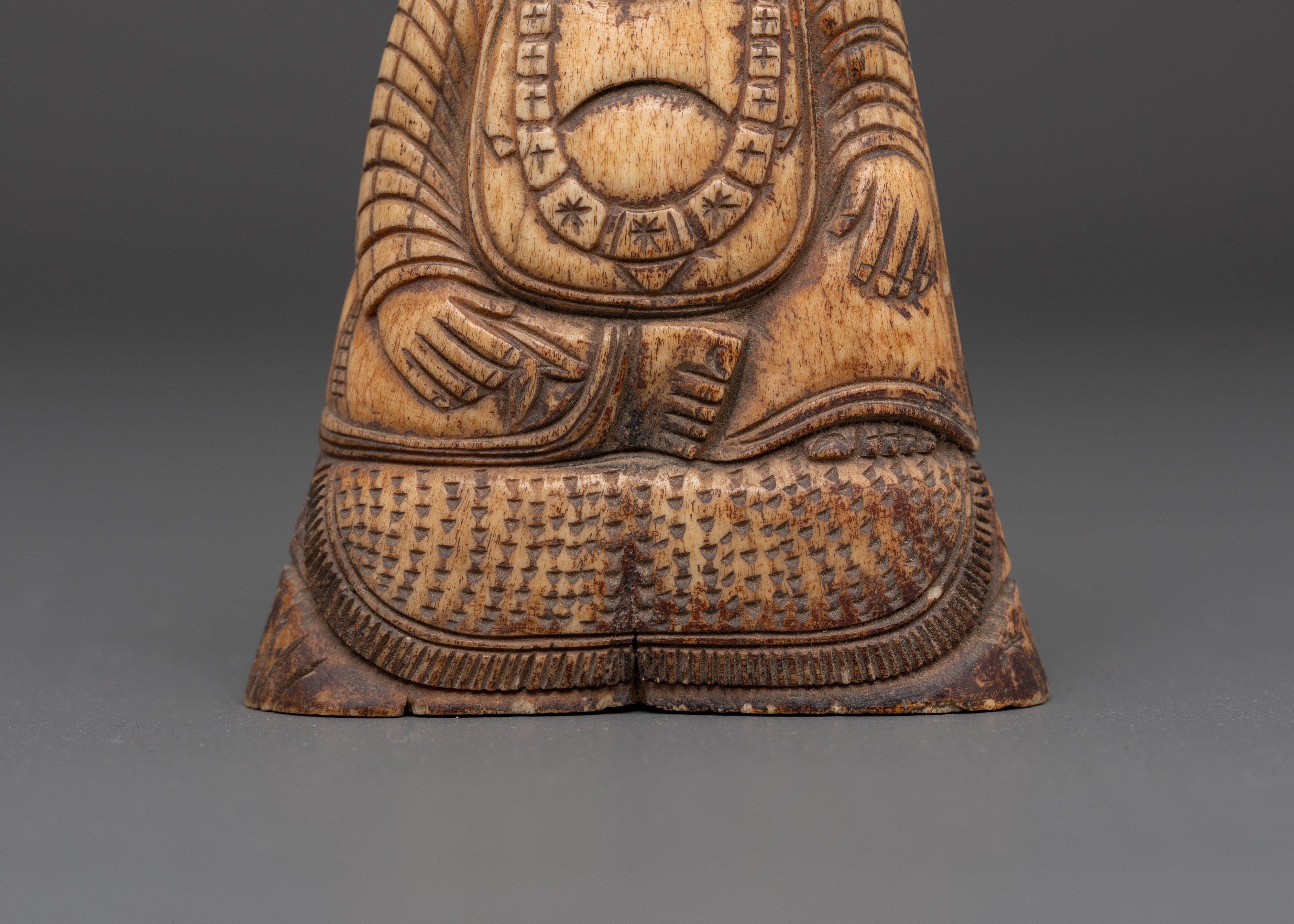 Carved Bone Laughing Buddha Statue | Handcrafted Yak Bone Sculpture