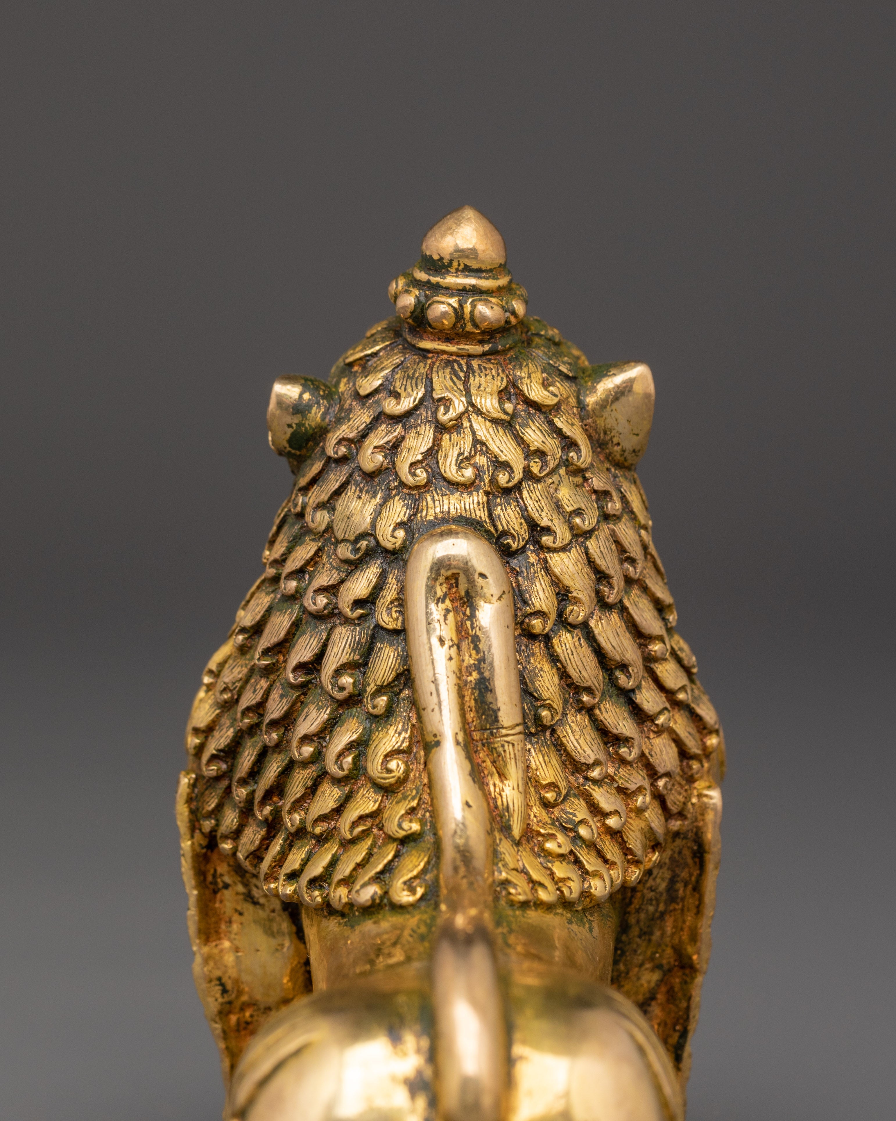 Handmade Lion Set Sculpture | Copper & Gold Plated Protective Decor